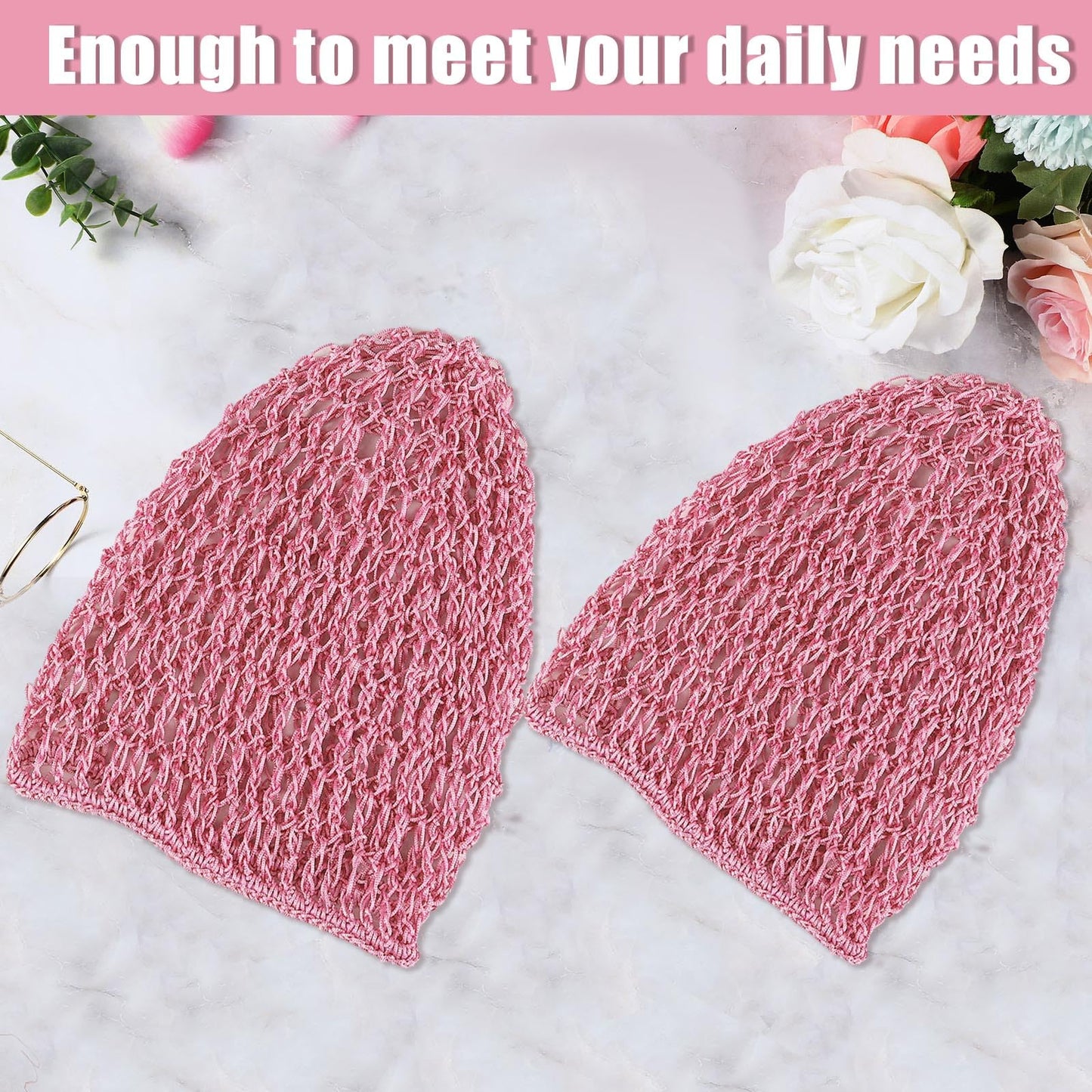 Waydress 2 Pcs Hair Nets Snood for Women Food Service Worker Sleeping Long Hair Cap Mesh Crochet Hairnet Tubi Wrap Rayon Knit(Pink) Beauty and Personal Care Waydress