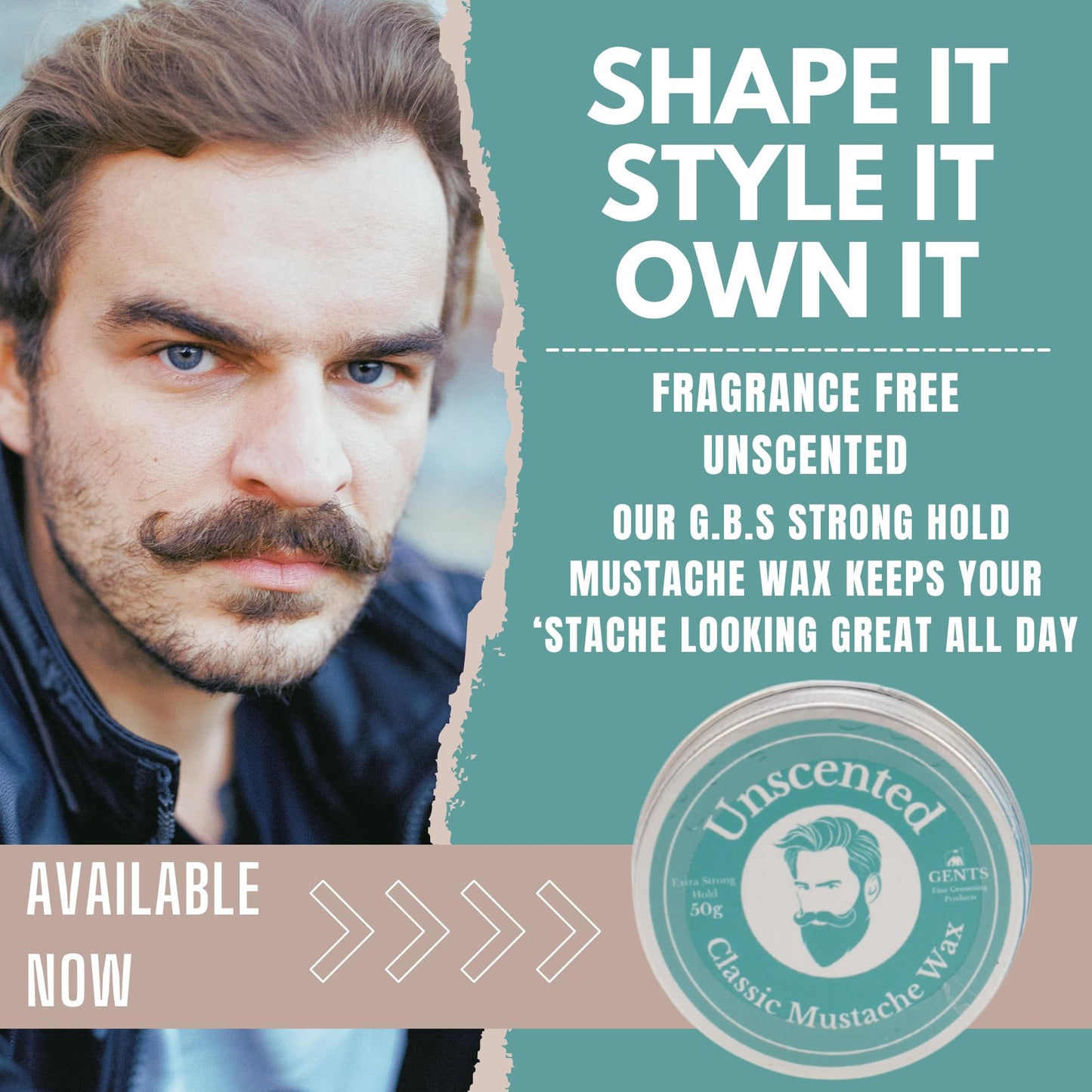 G.B.S GENTS Unscented Mustache Wax Grooming Kit - Extra Strong Hold Wax Tin, 5” Tortoise Shell Cellulose Acetate Comb & Mini Mustache Beard Pocket Beauty and Personal Care G.B.S