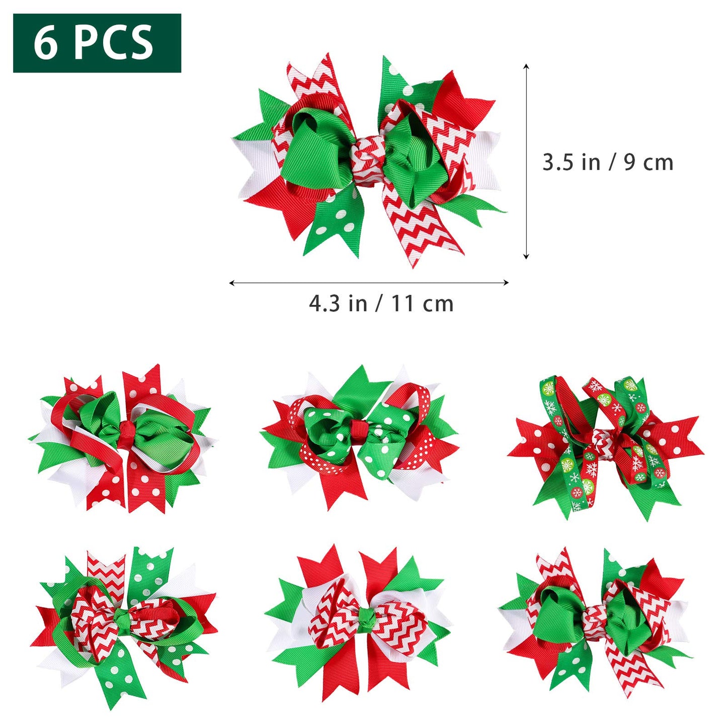 Lurrose 6pcs Christmas Hair Bows,Grosgrain Bows Alligator Hair Clips Bowknot Barrettes Hair Accessories for Girls Children (Mixed Pattern) Beauty & Personal Care Lurrose