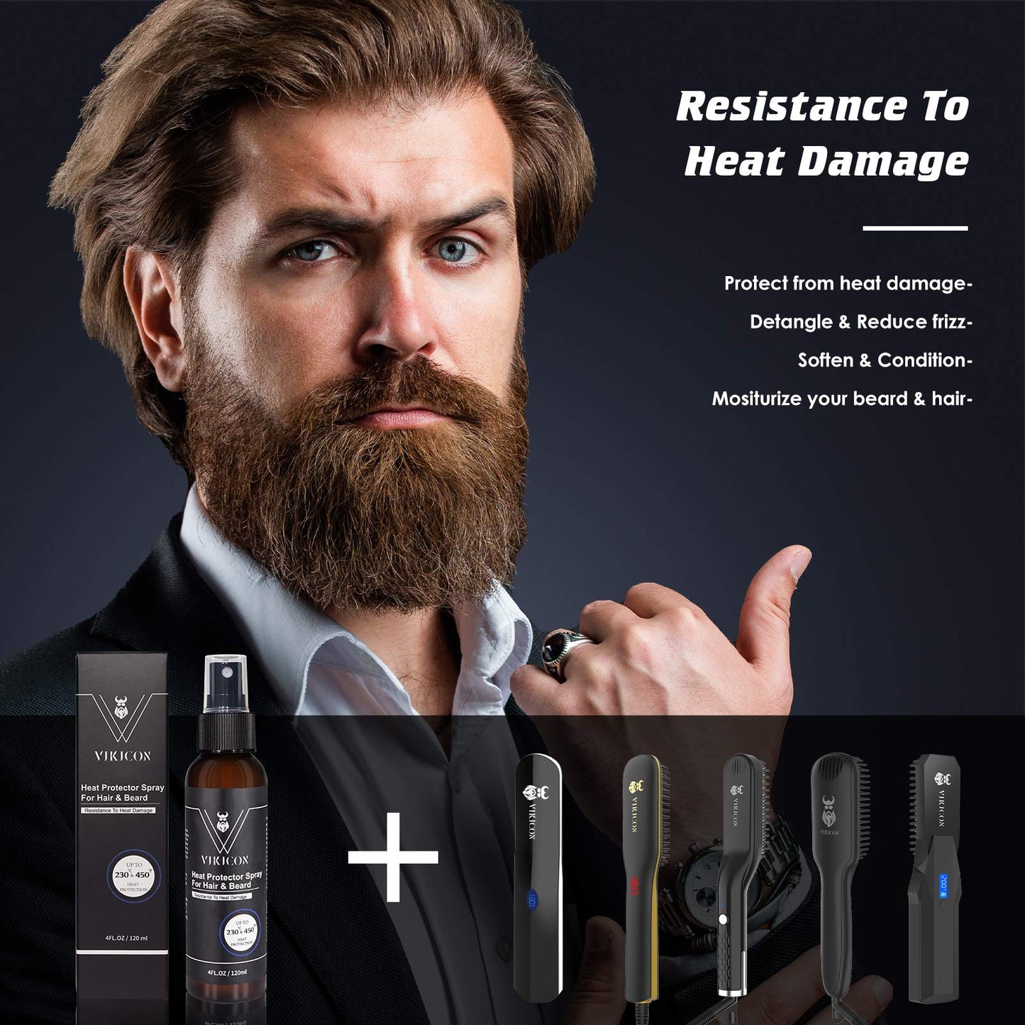VIKICON Shield Heat Protectant Spray - Blend Prevents Damage & Breakage for Hair and Beard Beauty & Personal Care VIKICON