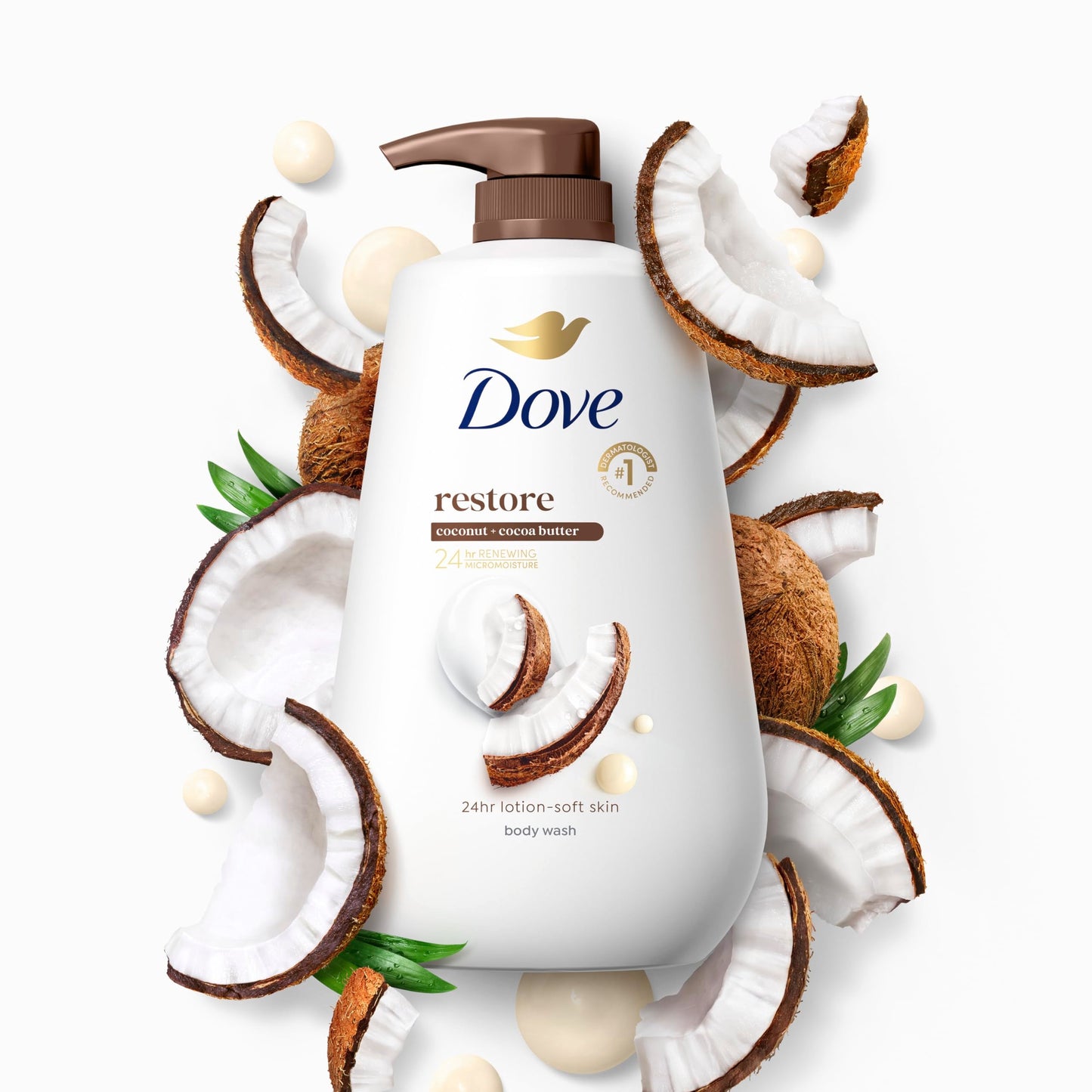 Dove Body Wash with Pump Restore Coconut & Cocoa Butter for 24hr Lotion-Soft Skin Moisturizing Skin Cleanser with No Sulfates No Parabens 30.6 Oz Beauty & Personal Care Dove