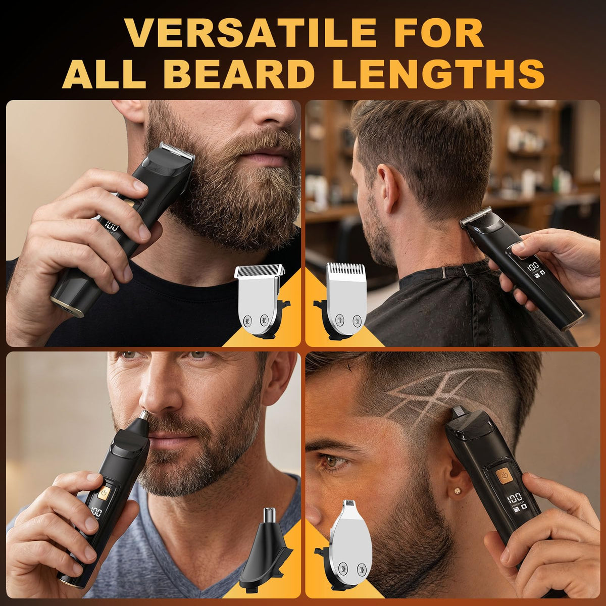 Beard Trimmer for Men, All-in-One Electric Razor & Hair Clipper, Waterproof Cordless Mustache Grooming Kit, Rechargeable Beard Hair Nose Ear & Body Beauty and Personal Care RICAF