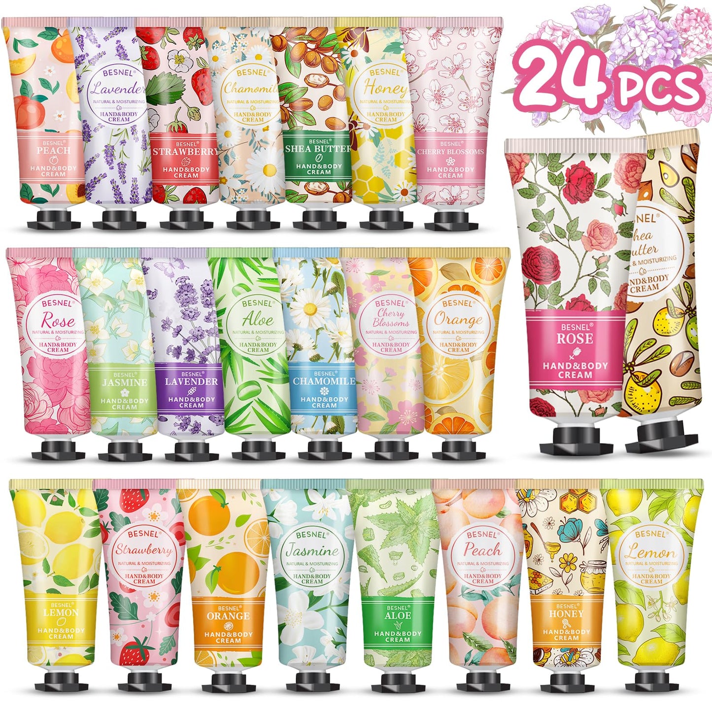 24 Pack Hand Cream Gift Set For Women,Teacher Appreciation Gifts,Mini Hand Lotion Travel Size Moisturizing Hand Cream for Dry Cracked Hands,Graduation Beauty and Personal Care BESNEL