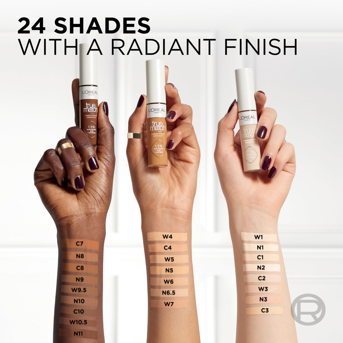 L'Oreal Paris True Match Radiant Serum Concealer, Brightening Under Eye Concealer Make Up with 1.5% Hyaluronic Acid and Caffeine, N11, 0.33 Oz