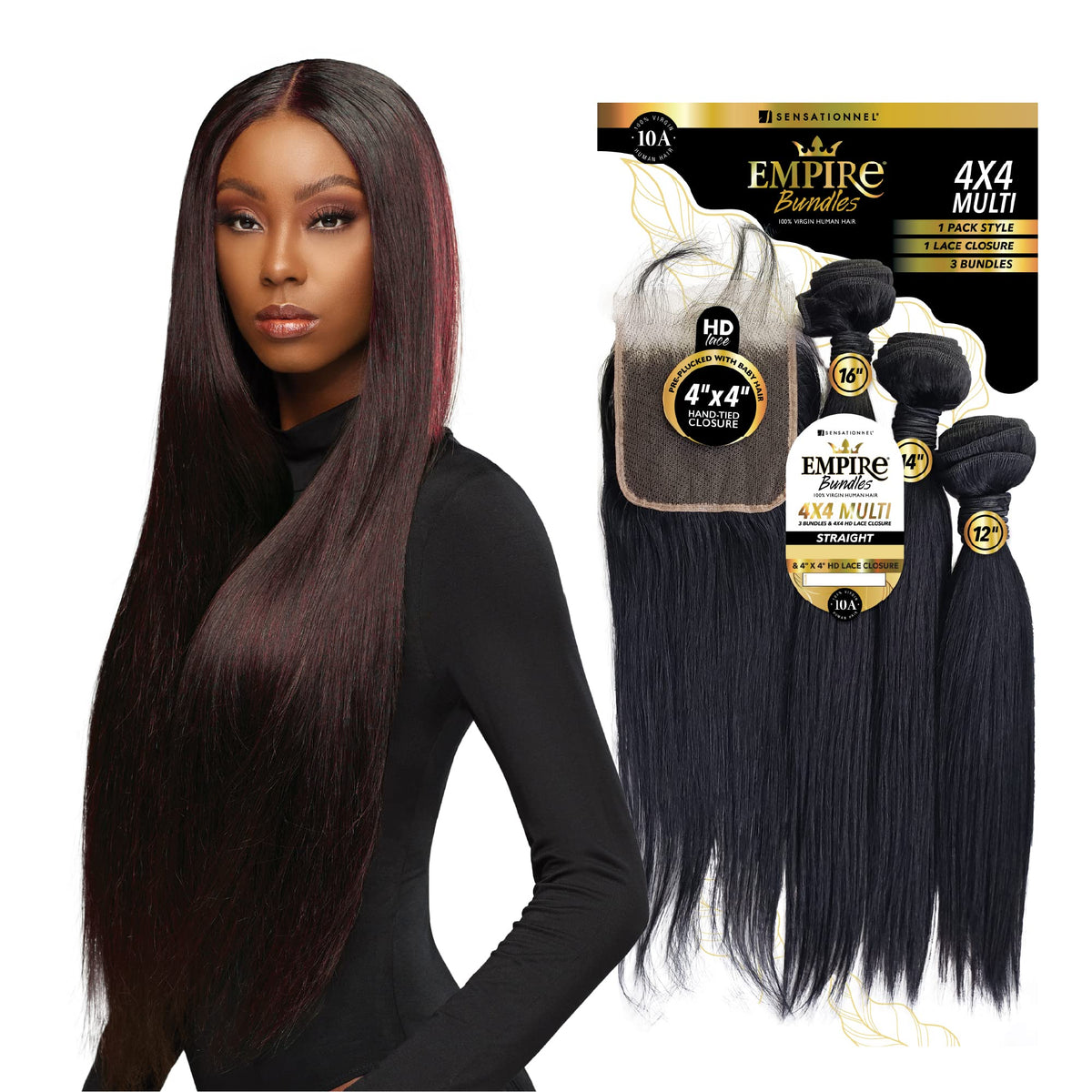 Sensationnel Empire Bundles Multi-Straight,12 14 16 Inch, NATURAL