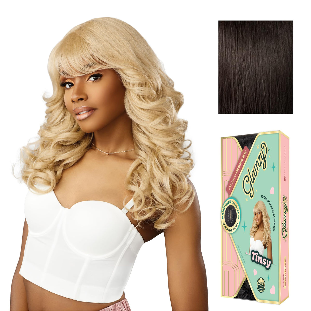Sensationnel Glamzy Lace Crown Wig-Tinsy, 2 DARKBROWN
