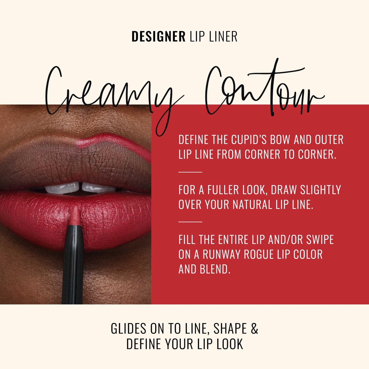 Runway Rogue Designer Liner Lip Pencil, Matte Crimson Dark-Red Lip Liner Pencil and Lip Liner Sharpener, ‘In the Press’ Beauty & Personal Care Runway Rogue
