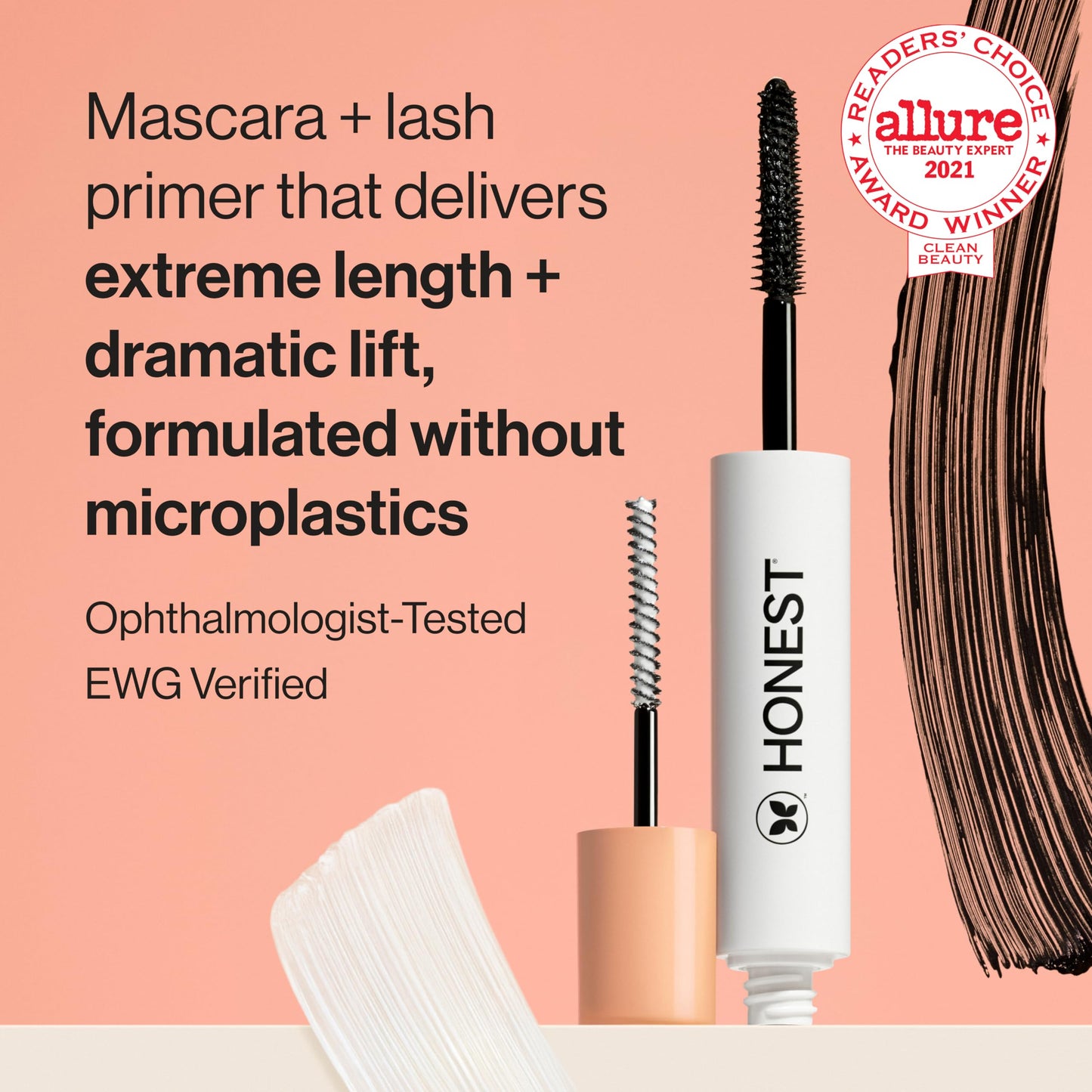 Honest Beauty 2-in-1 Extreme Length Clean Mascara, Lash Primer, Lengthening, Volumizing, Cruelty-Free, Safe for Sensitive Eyes, Black, .27 fl oz Beauty & Personal Care Honest Beauty