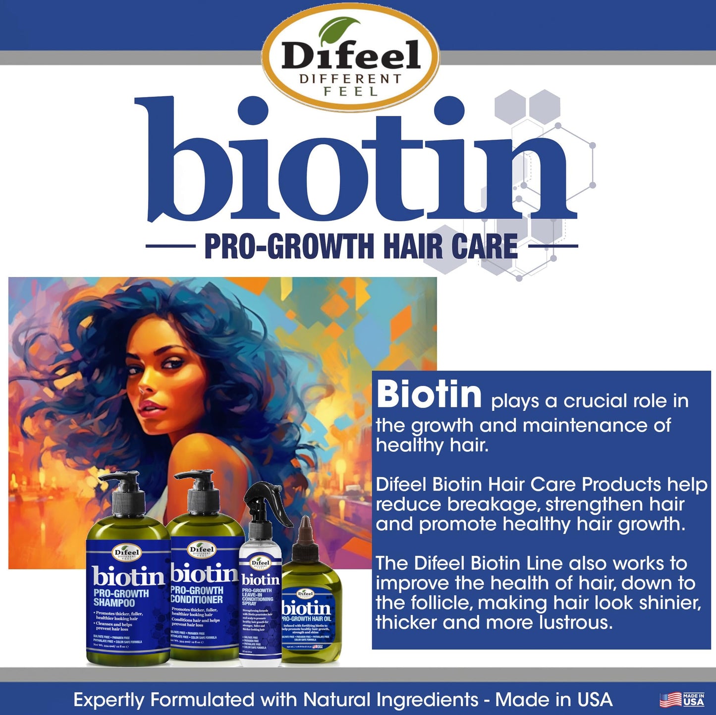 Difeel Biotin Pro Growth Premium Hair Oil 8 oz. - Infused with Fortifying Biotin for Healthy Hair Growth Beauty & Personal Care Difeel