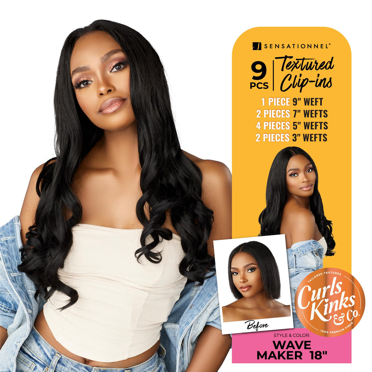 Sensationnel Curls Kinksandco Clip in-Wave Maker 18 Inch,4 MEDBROWN