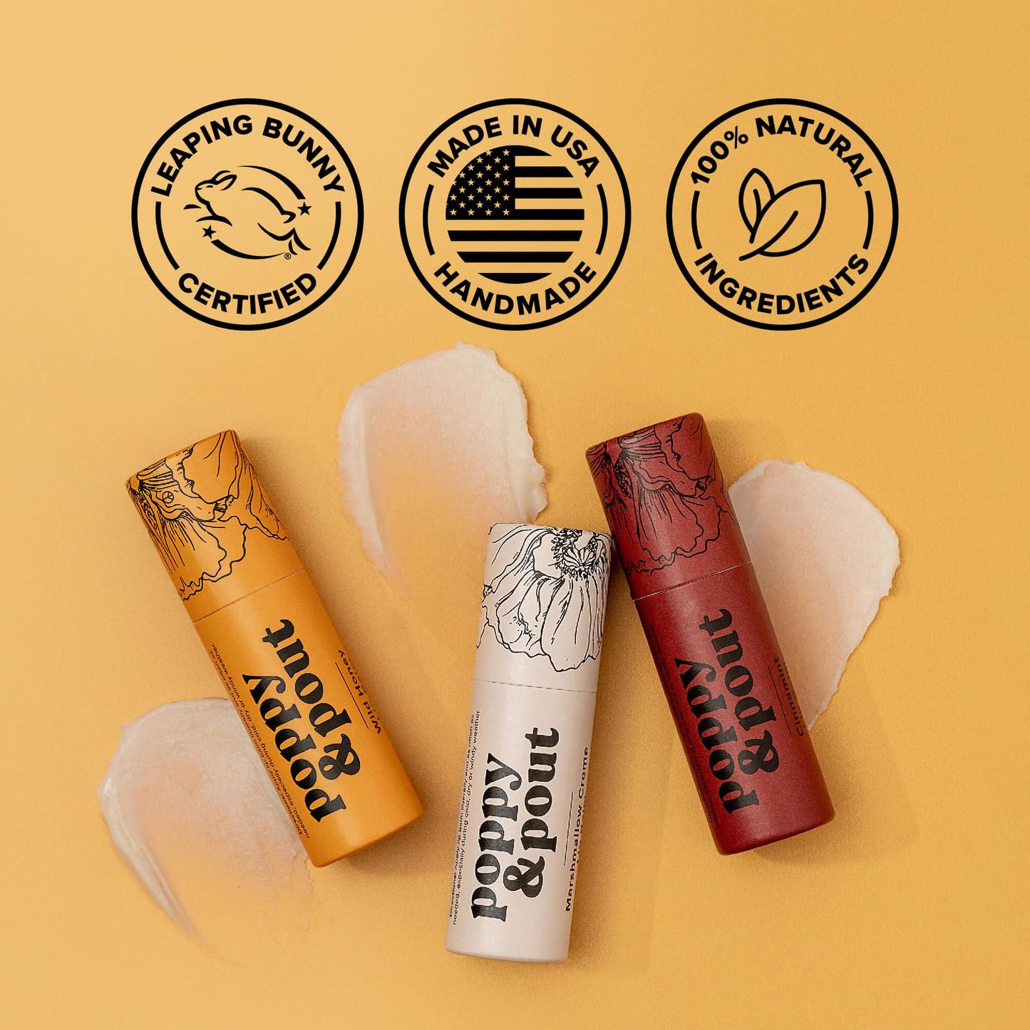 Poppy & Pout Wild Honey Jumbo Lip Balm | All Natural Lip Balms & Moisturizers | Hydrates with Beeswax, Vitamin E, Organic Coconut Oil | Cruelty-Free | Beauty & Personal Care Poppy & Pout