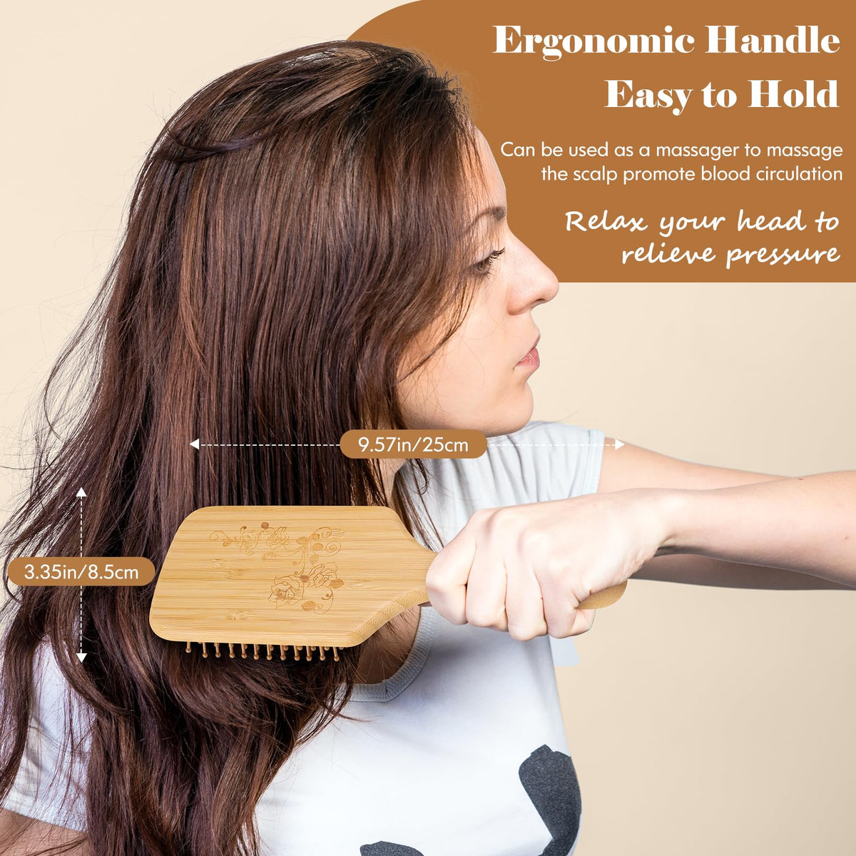 Hair Brush-Natural Wooden Bamboo Brush and Detangle Tail Comb, Paddle Hairbrush for Women Men and Kids Make Thin Long Curly Hair Health and Massage Beauty & Personal Care Sofmild