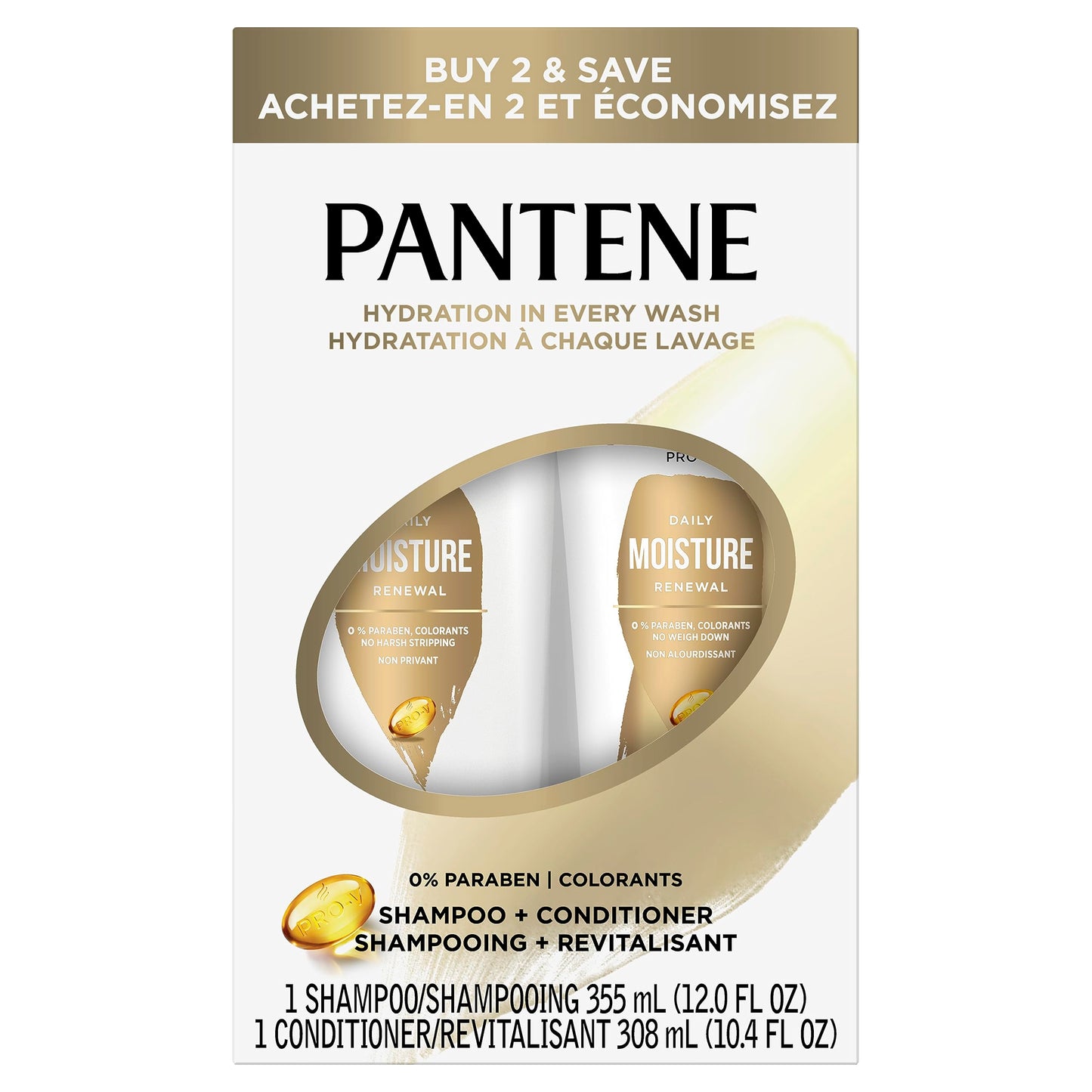 Pantene PRO-V Daily Moisture Renewal Dual Pack Shampoo + Conditioner, 12 oz Shampoo/10.4 oz Conditioner Beauty & Personal Care Pantene