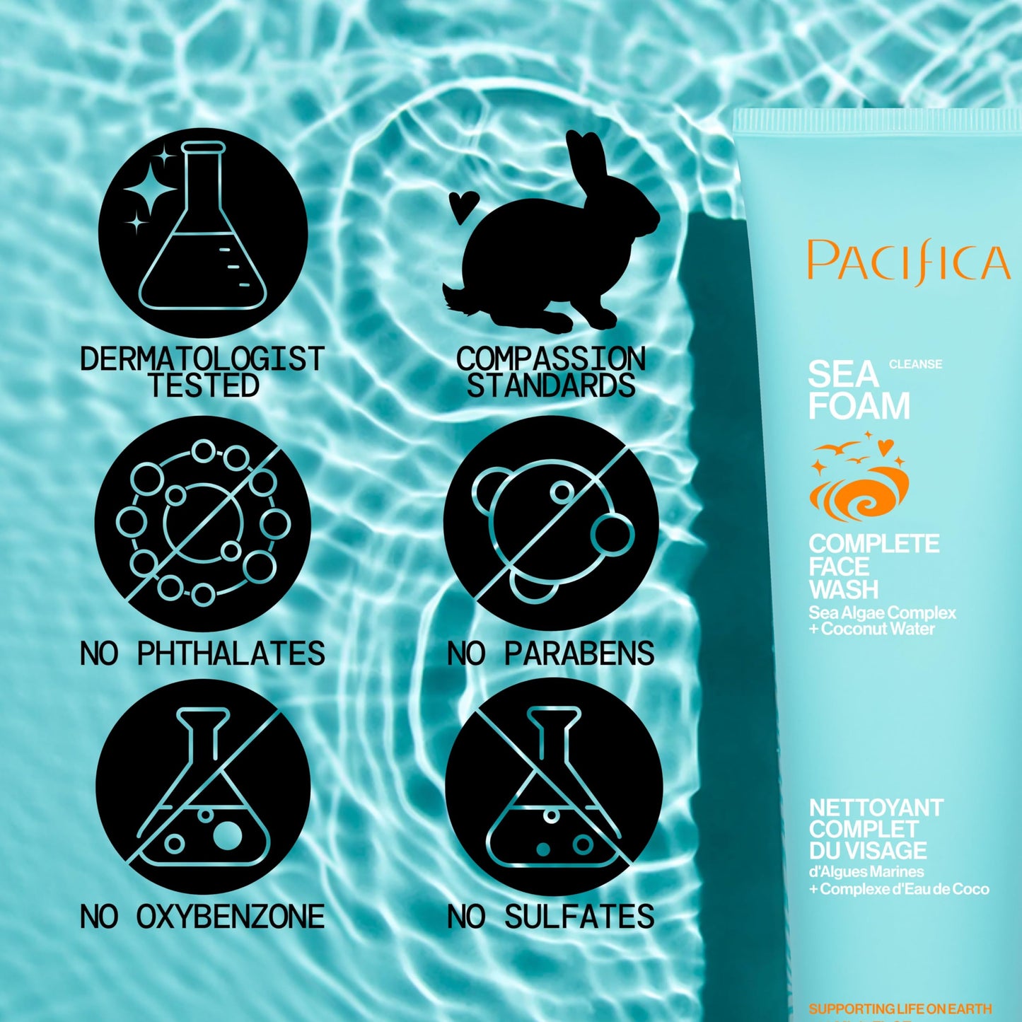 Pacifica Face Wash - Sea Foam Mini Travel Size, Skincare, Daily Gentle Foaming Cleanser, Makeup Remover, Face Cleanser, Skin Care, For Combination Beauty & Personal Care Pacifica