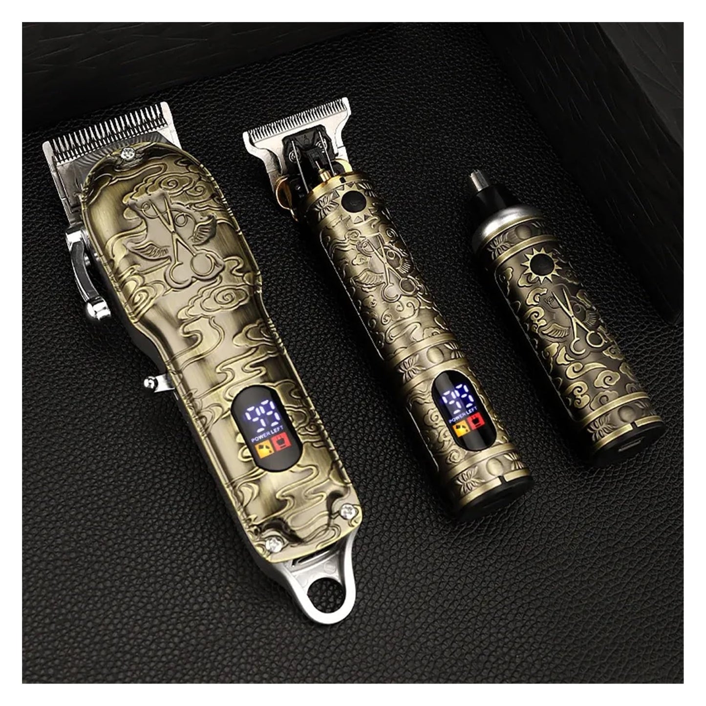 Razors Push and Shear Barber Set Professional Electric Oil Head Push and Shear Carving Pusher Razor Nose Hair Device Gift Box Clipper(Bronze) Beauty and Personal Care EWKYLSEM