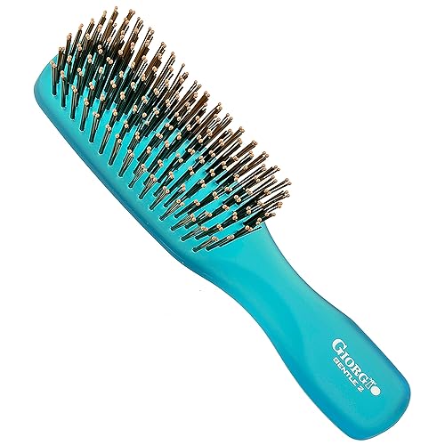 Giorgio GION2B Neon Blue 6.25 inch Gentle Touch Detangler Hair Brush for Men Women and Kids. Soft Bristles for Sensitive Scalp. Wet & Dry for all Hair Beauty & Personal Care GIORGIO