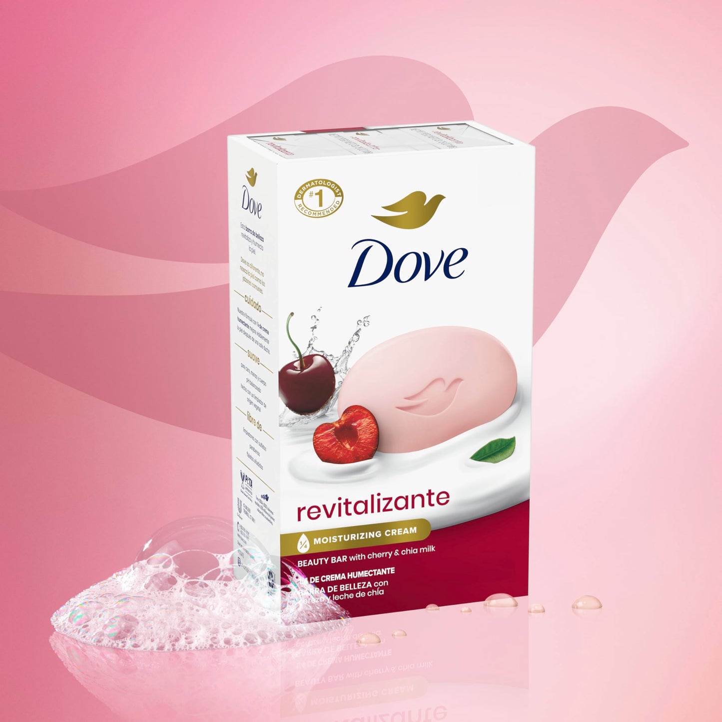Dove Beauty Bar Soap Revitalizante Cherry & Chia Milk, for Revitalized Skin, 6 Bars A Skin Energy Boost 3.75 oz Beauty & Personal Care Dove