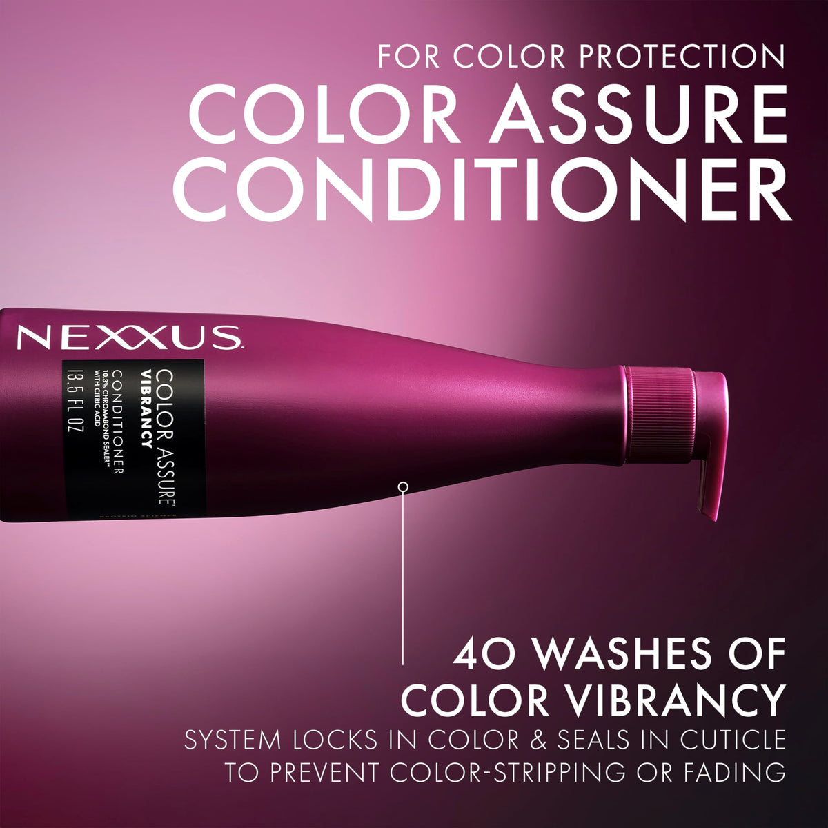 Nexxus COLOR ASSURE Conditioner for Vibrancy for Color Treated Hair Powered by CHROMABOND SEALER with Citric Acid 13.5 oz