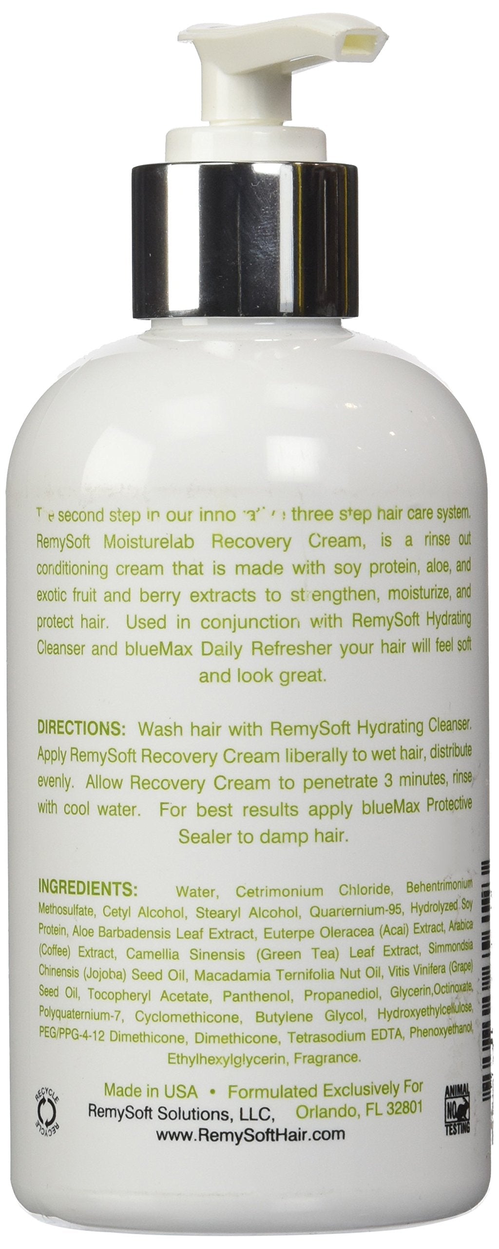 RemySoft Moisturelab Recovery Cream - Safe for Hair Extensions, Weaves and Wigs - Salon Formula Conditioner 8oz - Gentle Sulfate-free Lather Beauty & Personal Care RemySoft
