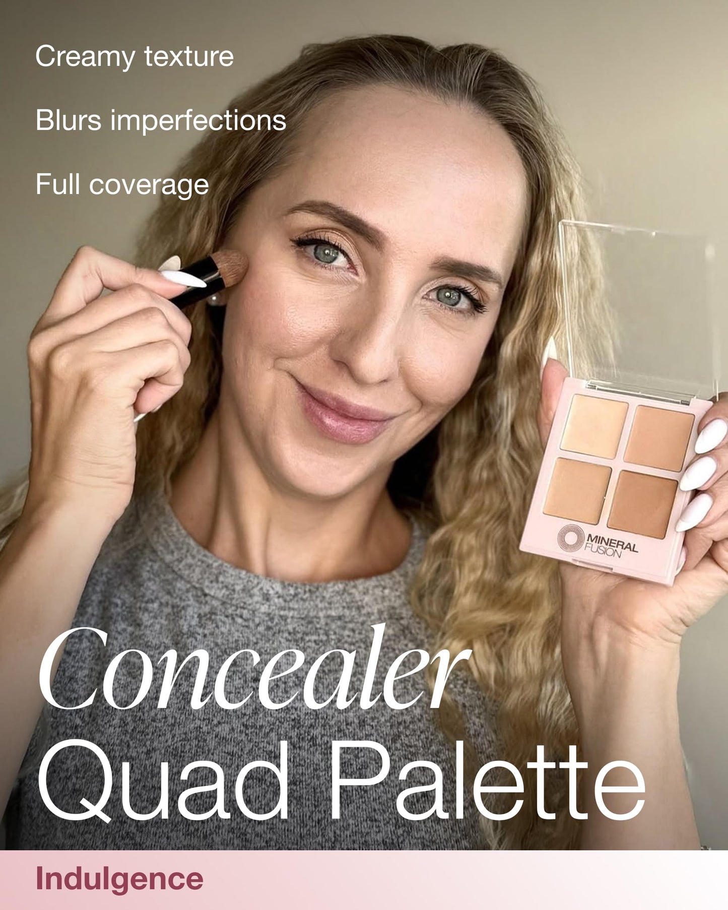 Mineral Fusion Makeup Cream Concealer Eye Palette Quad - 4 Light to Neutral Shades - Indulgence - Blemish Concealer & Under Eye Brightener - Beauty & Personal Care Mineral Fusion