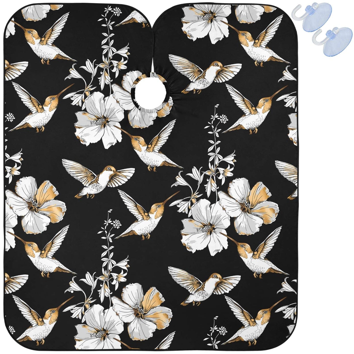 visesunny Barber Cape Exotic Tropical Hibiscus Flower And Hummingbird Gold Silver Pattern Polyester Hair Cutting Salon Cape Apron Anti-Static Haircut Beauty and Personal Care visesunny