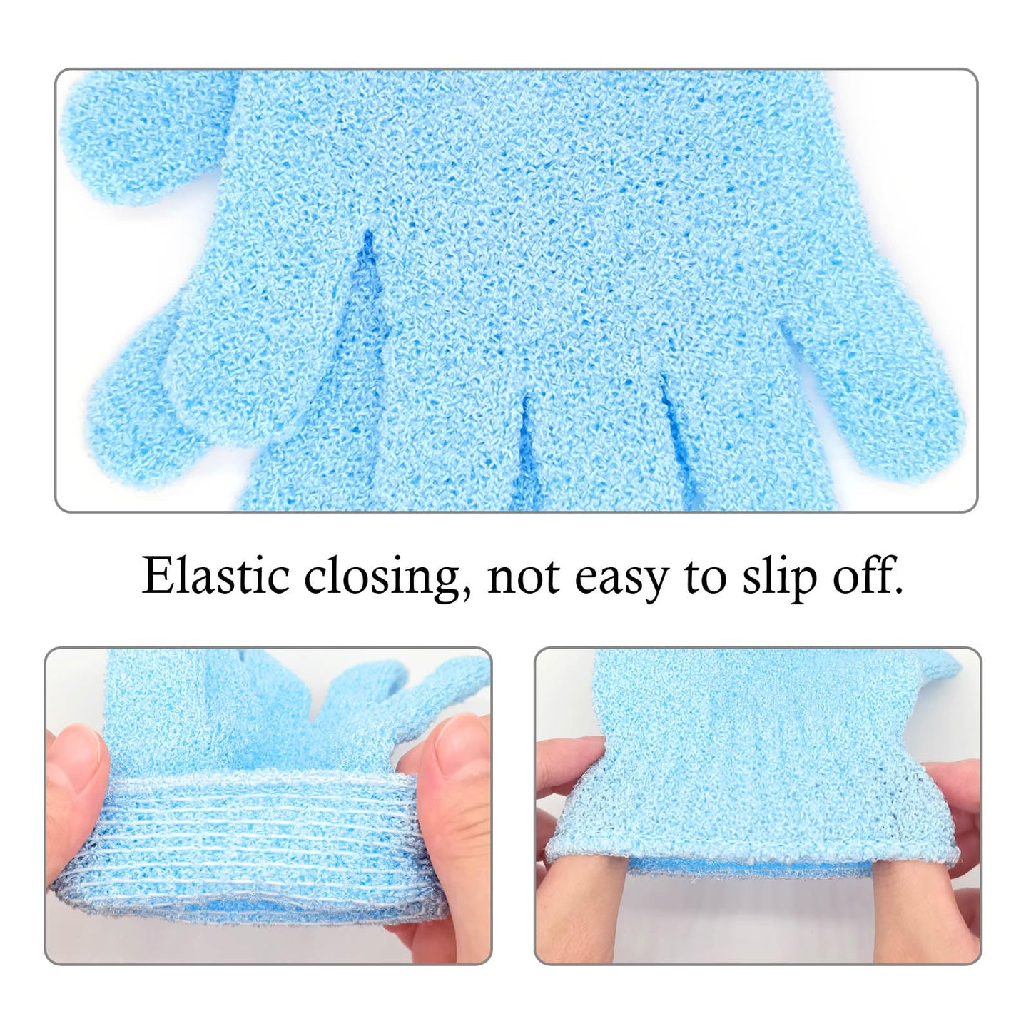 BlingKingdom 1 Pair Bath Gloves for Shower Exfoliating Wash Gloves Shower Mitts for Women Beauty Spa Massage Skin Shower Body Scrubber (Blue) Beauty and Personal Care BlingKingdom
