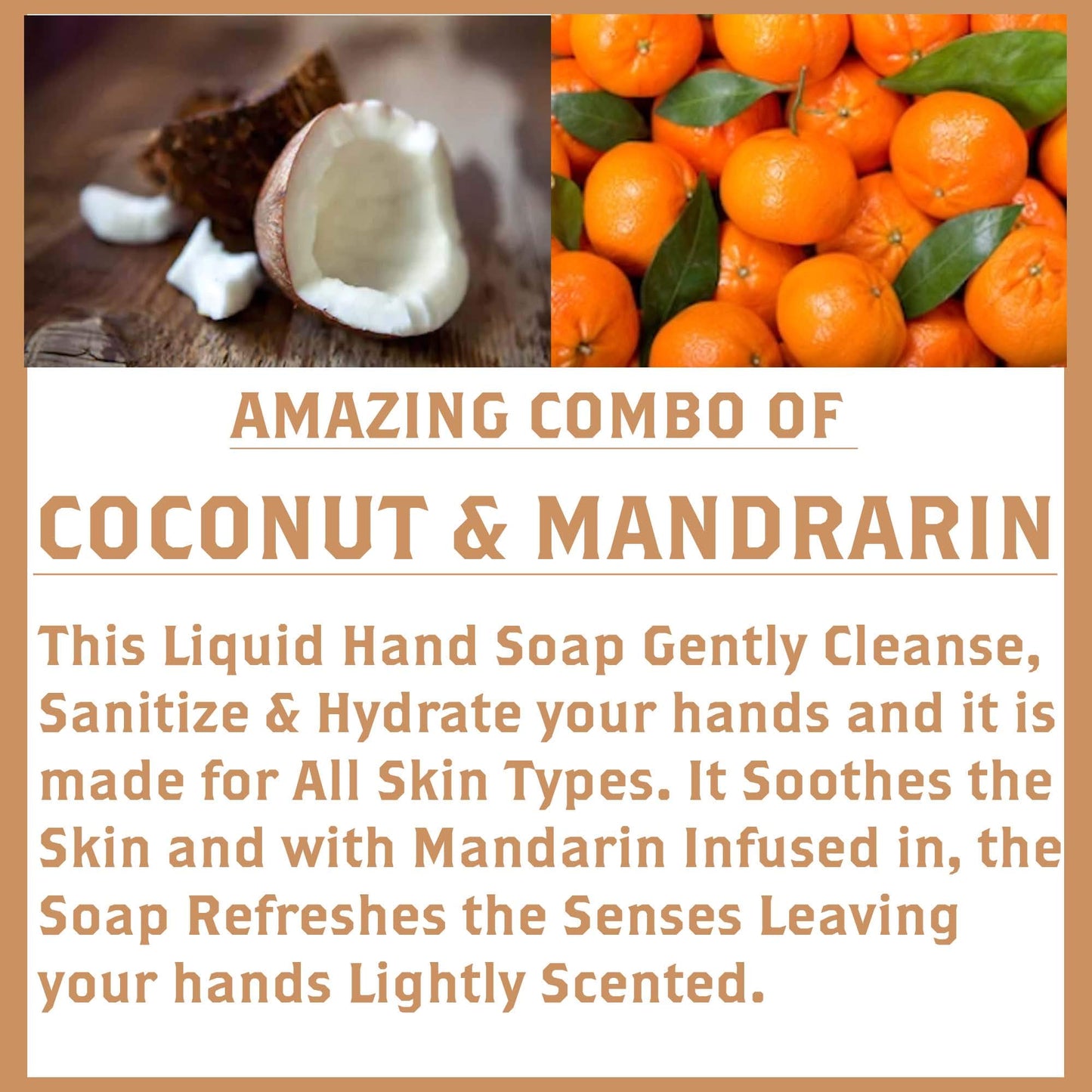 Olivia Care Liquid Hand Soap Mandarin & Coconut. All Natural- Cleansing, Germ-Fighting, Moisturizing Hand Wash for Kitchen & Bathroom - Gentle, Mild Beauty & Personal Care Olivia Care