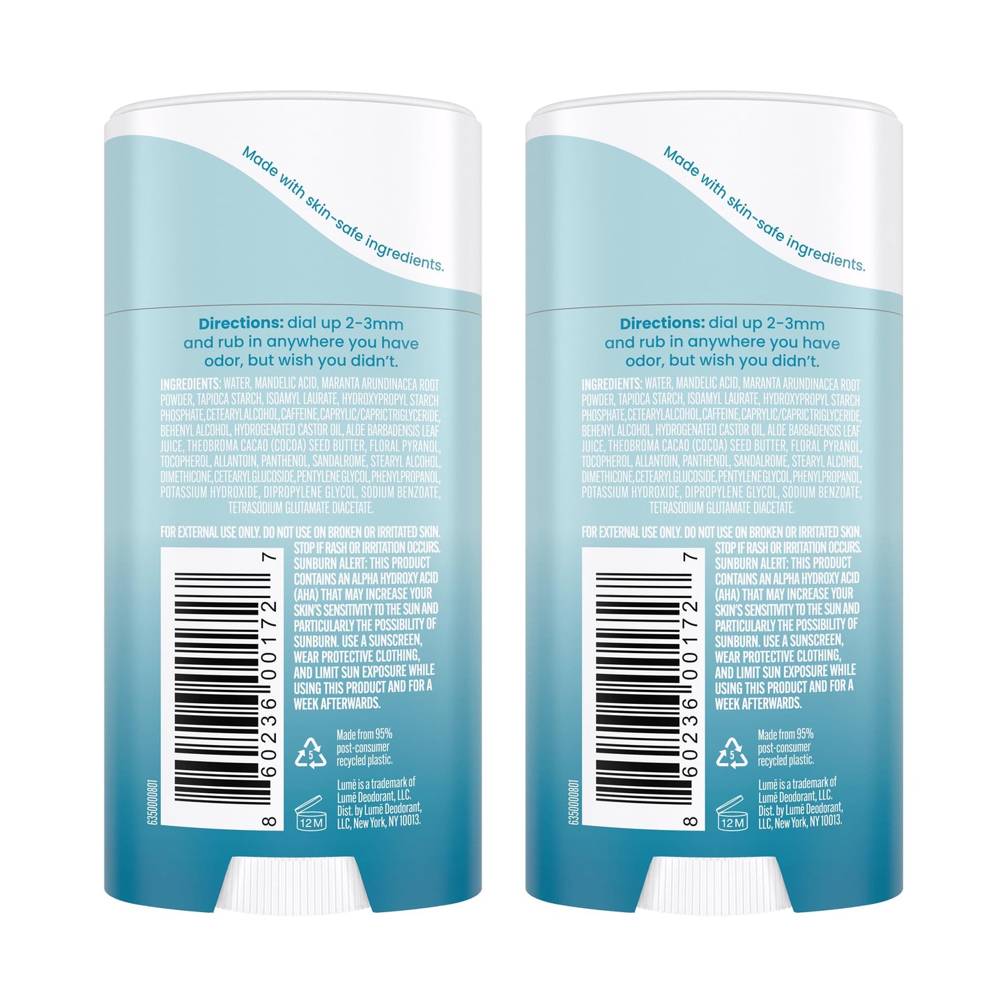 Lume Whole Body Deodorant - Invisible Cream Stick - 72 Hour Odor Control - Aluminum Free, Baking Soda Free, Skin Safe - 2.2 Ounce (Pack of 2) Beauty and Personal Care Lume