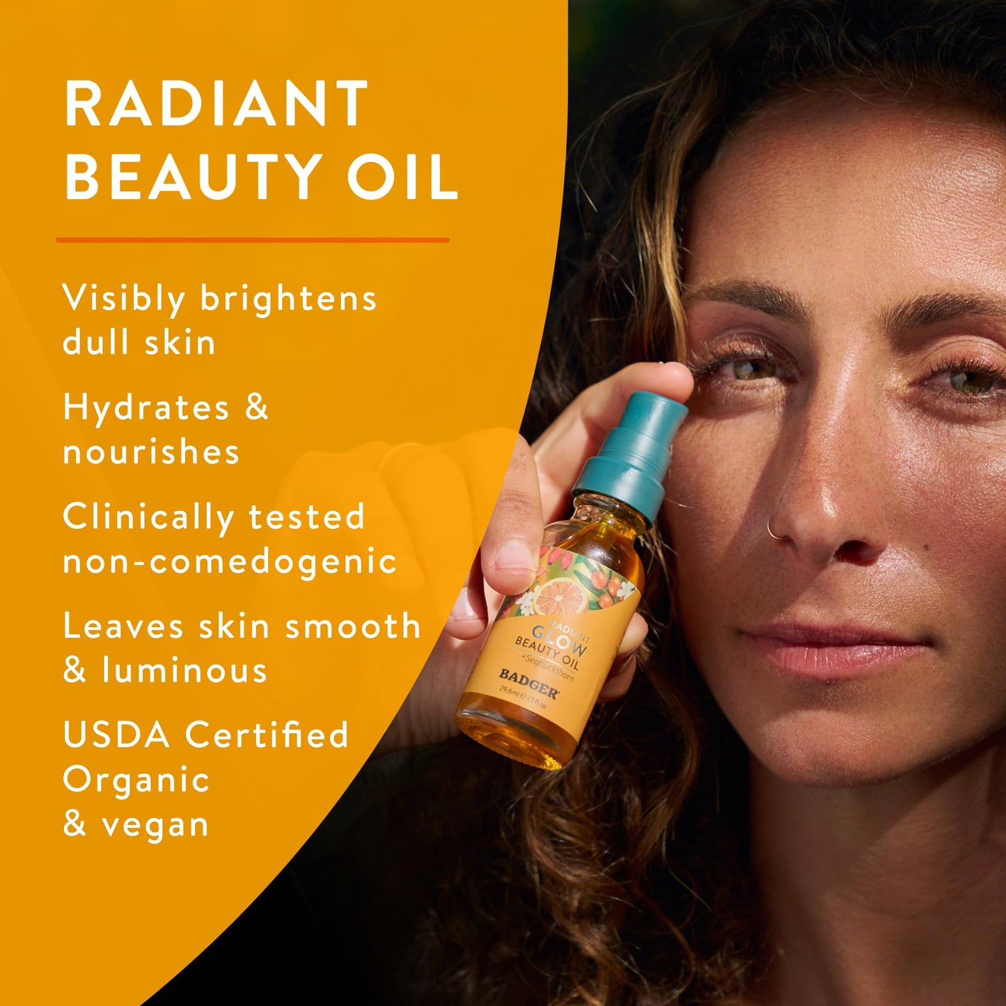 Badger Seabuckthorn Face Oil, Organic Face Moisturizer for Women & Men, Nourishing & Soothing Organic Jojoba, Baobab & Vitamin E Oil, Vegan Beauty & Personal Care Badger