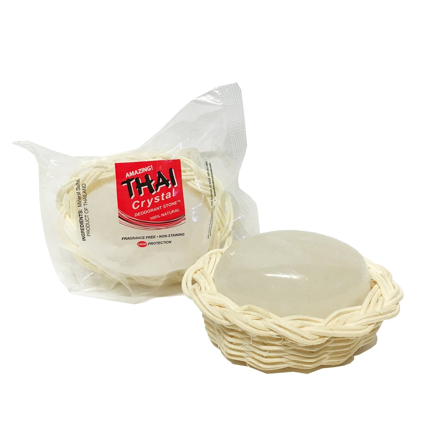 Thai Crystal Deodorant Stone in Decorative Basket, Unscented, 3.5 Ounce Beauty and Personal Care Thai Deodorant Stone