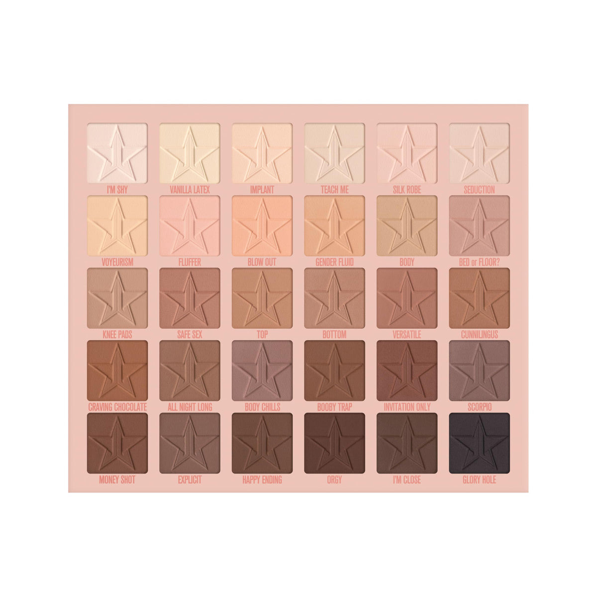 Jeffree Star Cosmetics Orgy Artistry Palette, 30 Highly-Pigmented Matte Nude Eyeshadows, Creamy Blendable Formula, Universal Skin Tones