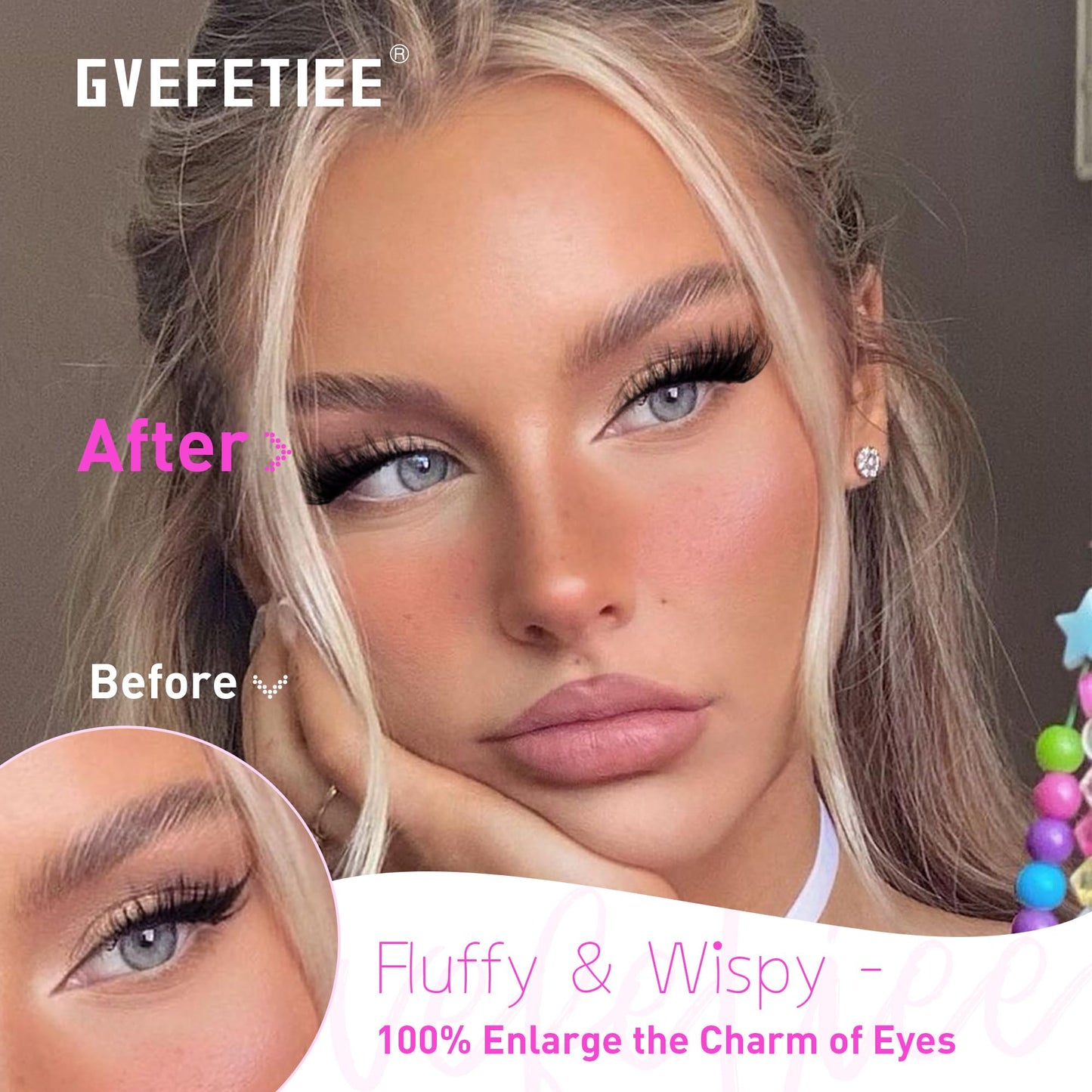 GVEFETIEE Fluffy Cat Eye Lashes - Faux Mink Wispy Strip Lashes, Black Beauty and Personal Care GVEFETIEE