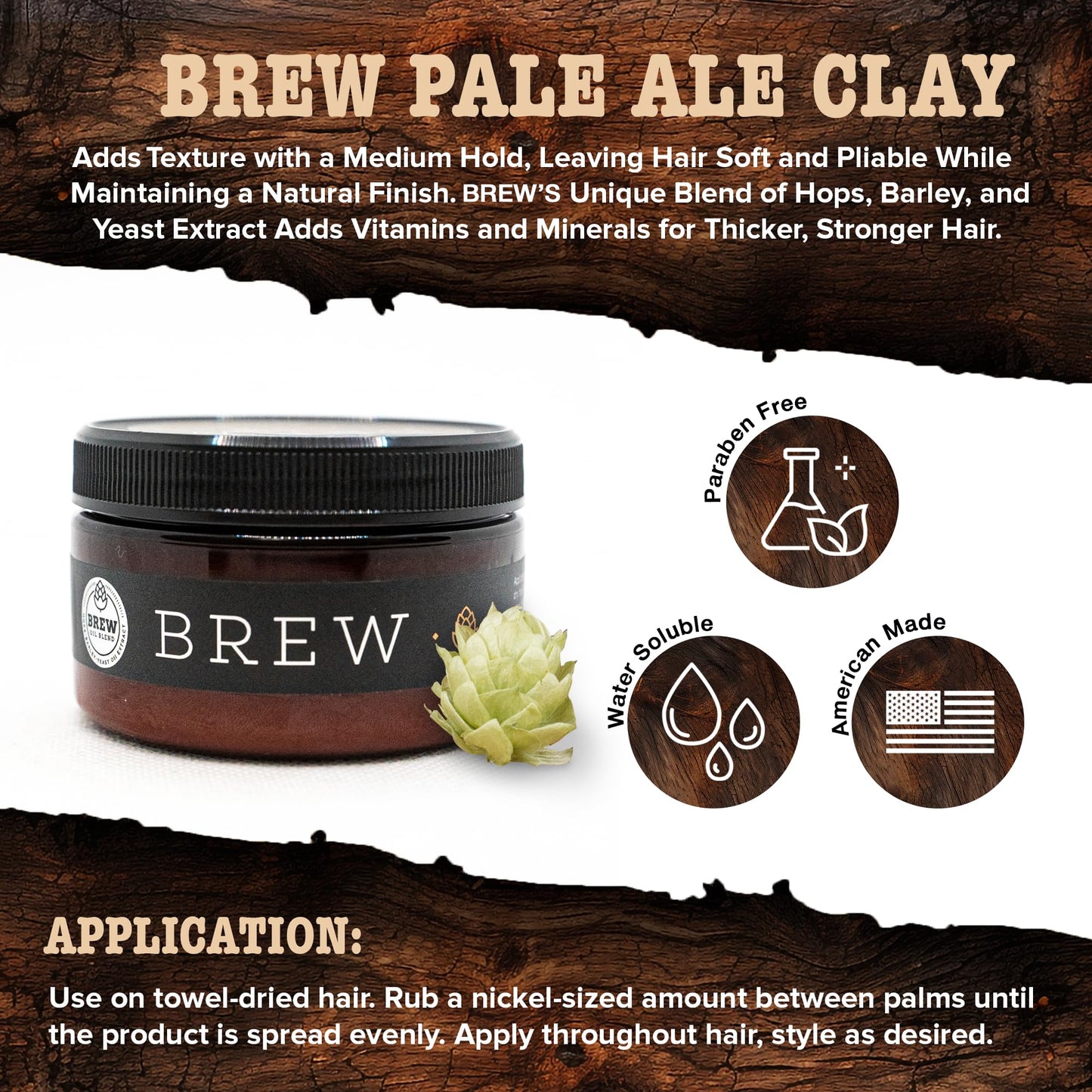 Brew Grooming Hair Styling Clay for Men - Matte Strong Hold Molding Pomade for Beard and Hair - Natural Ingredients Barley, Hops, Yeast - Paraben Free Beauty & Personal Care Brew Grooming
