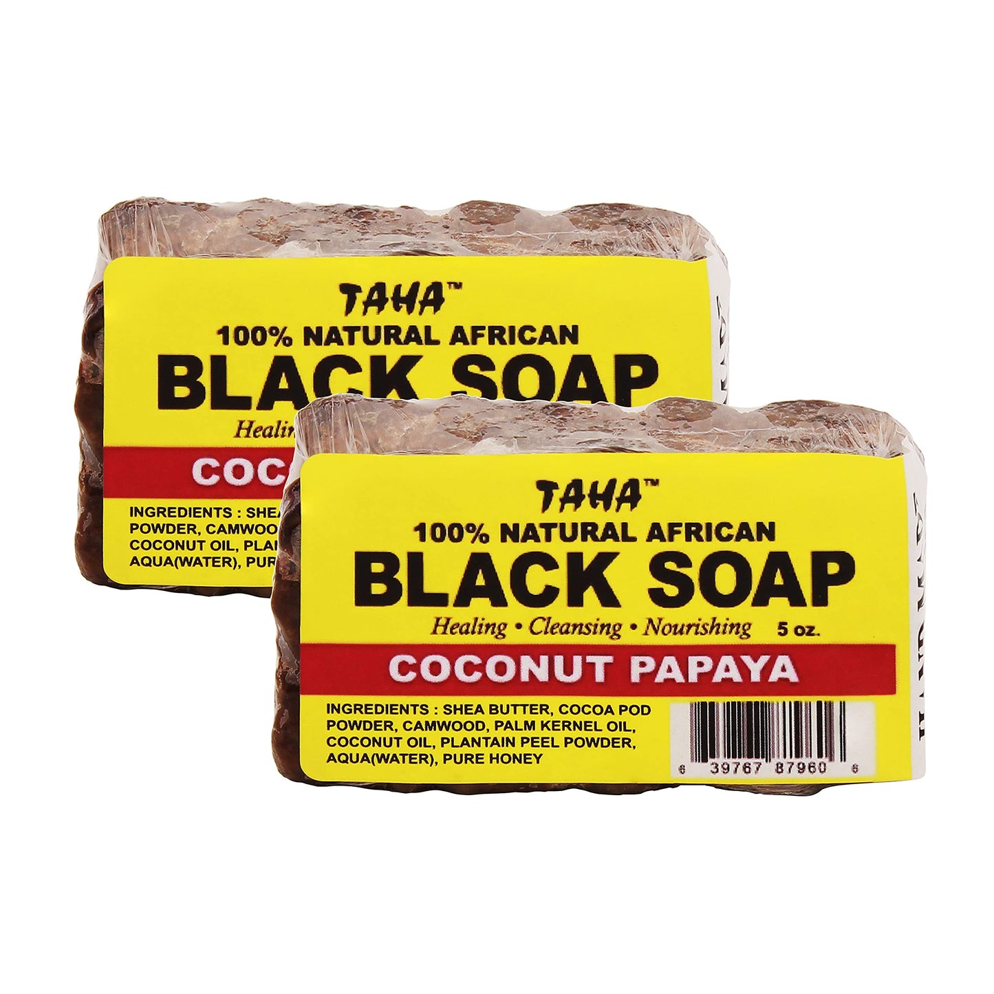 Taha African Black Soap Bar, Organic & 100% Natural, Soothing & Moisturizing, Healthy Cleansing - Great for Blemishes, Acne, Dry Scalp, and More Beauty & Personal Care Taha