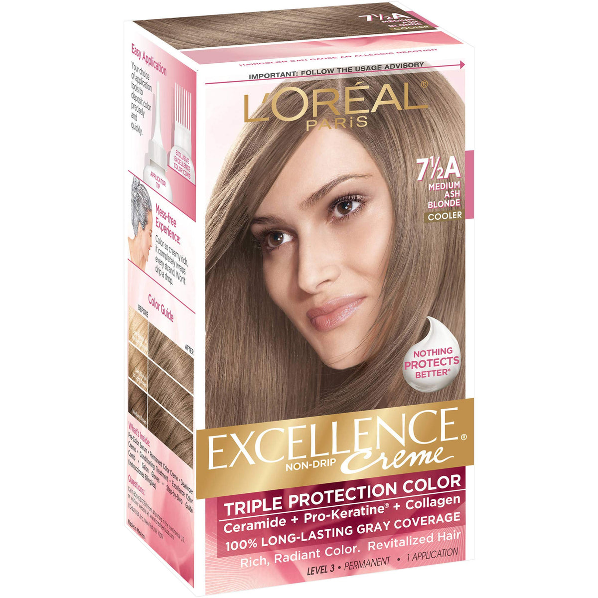L'Oreal Excellence Creme - 7-1/2A Medium Ash Blonde (Cooler) 1 Each (Pack of 4) Beauty & Personal Care L'Oreal Paris