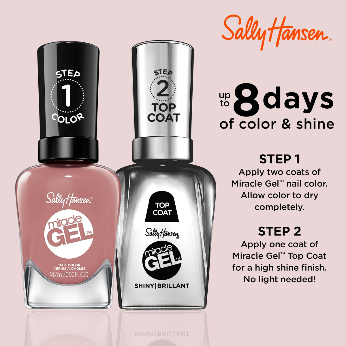 Sally Hansen Miracle Gel Salon Quality Nail Polish | Gel-Like Formula, Two-Step System, No UV Light Needed, Long Lasting | Opaque, Glossy | 252 Rose Beauty & Personal Care Sally Hansen