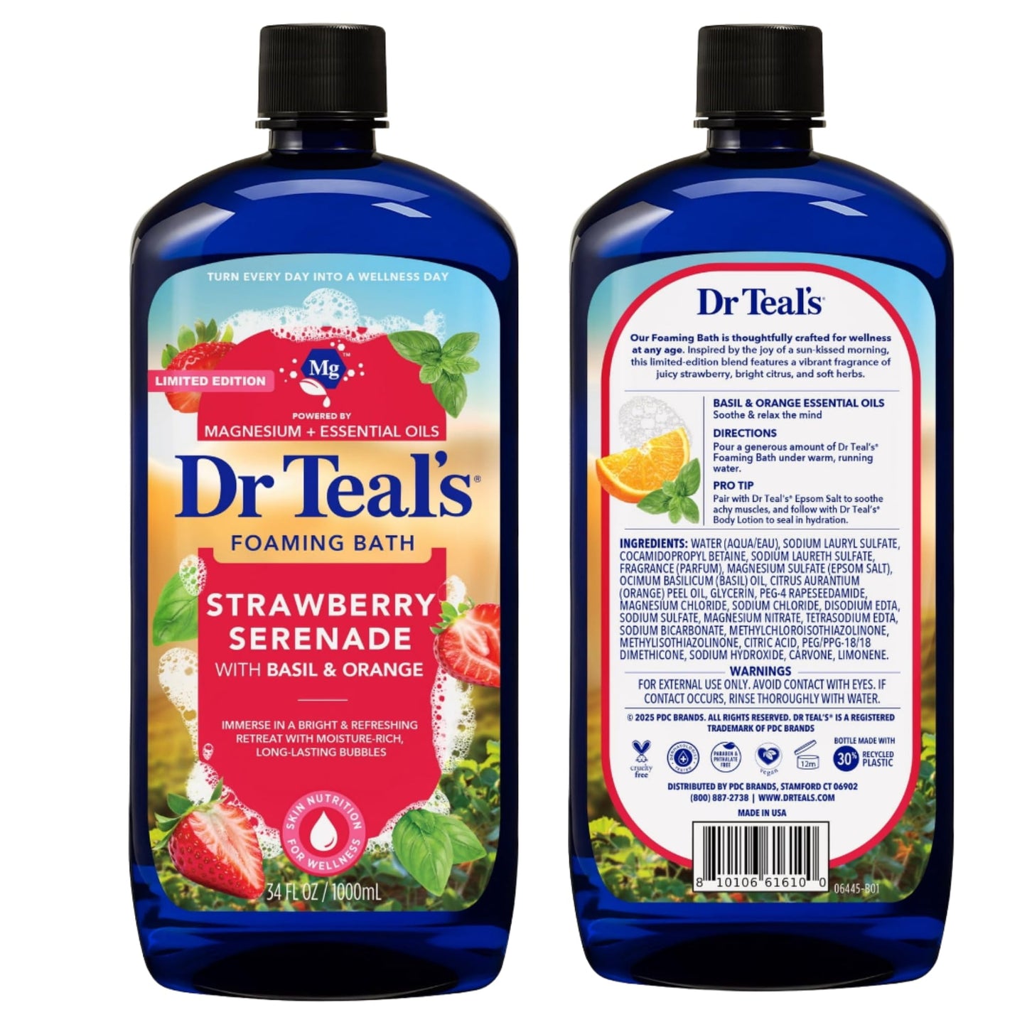 Dr Teal's Limited Edition Strawberry Serenade Pure Epsom Salt and Foaming Bath Set with Basil & Orange Beauty and Personal Care Dr Teal's