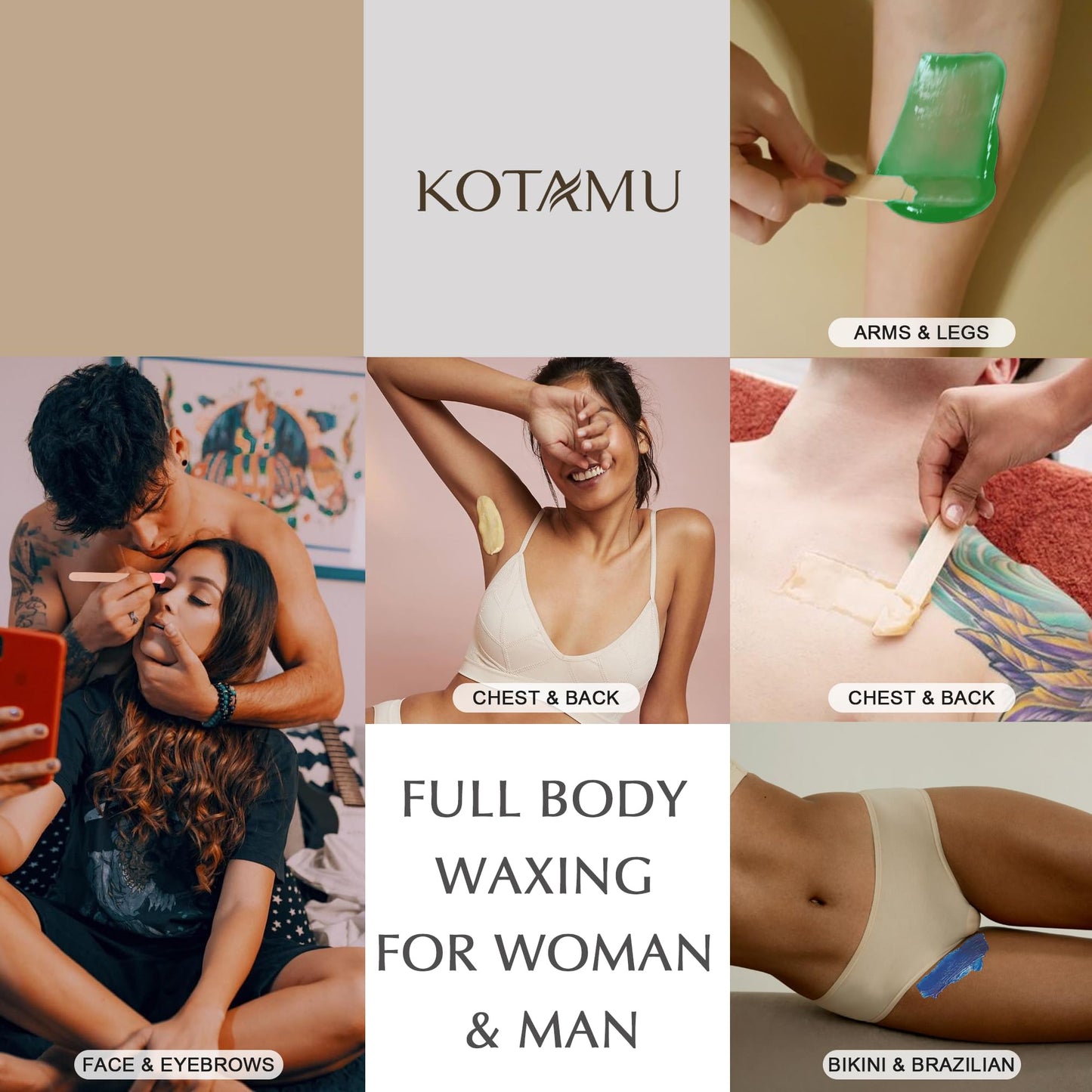 KOTAMU Waxing Kit for Women & Men, Wax Warmer for Hair Removal, Digital Wax Kit with Silicone Pot, Ideal for Face Eyebrow Arm Legs Armpit &Sensitive Beauty and Personal Care KOTAMU