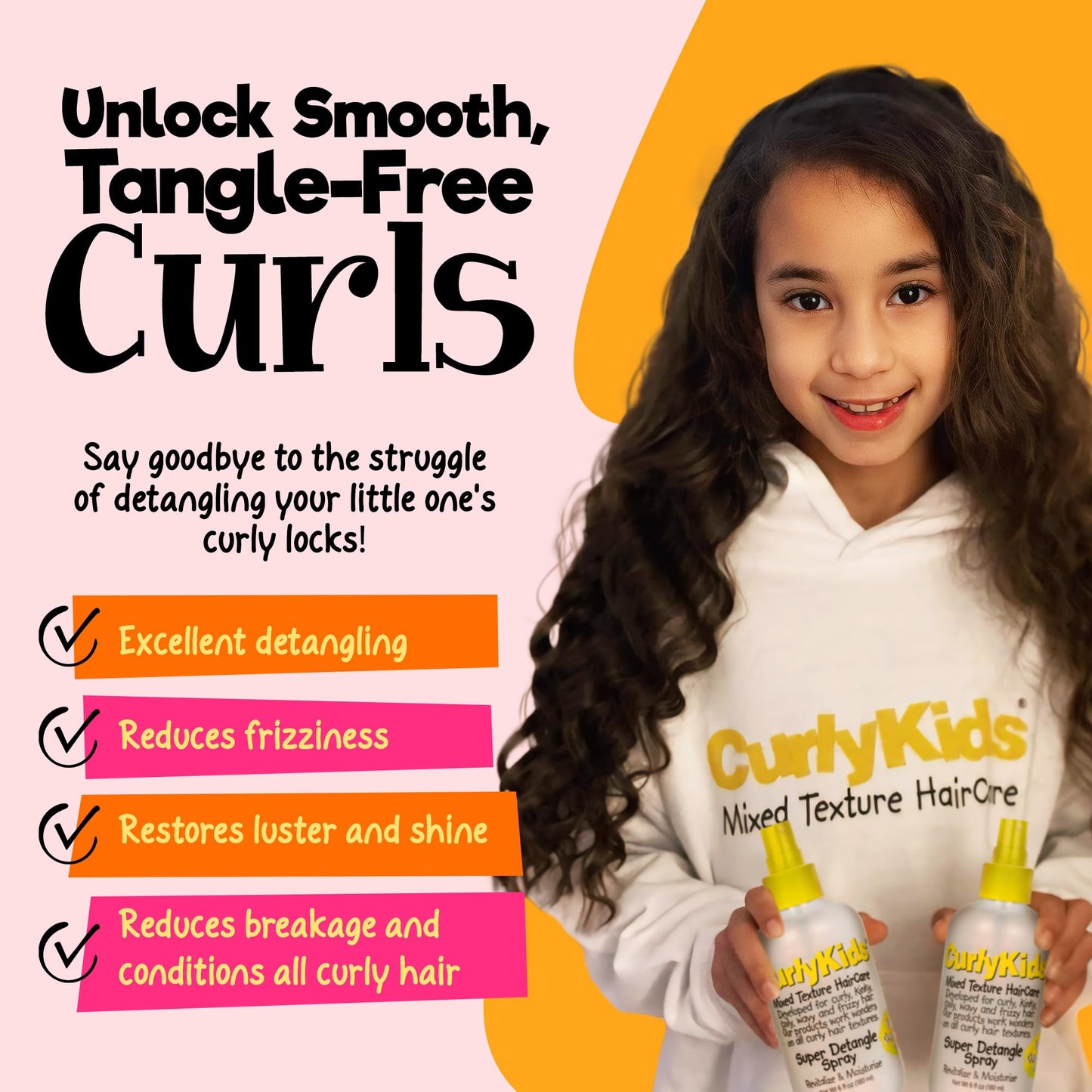 CurlyKids Super Detangling Spray | Frizz Control Hair Detangler Spray for Kids, Hair Care for Kinky, Wavy & Curly Hair, Sulfate & Paraben Free, 3 Pack Beauty & Personal Care CurlyKids