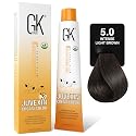 GK HAIR Color Cream 5.0 Intense Natural Light Brown - 100% Grey Coverage | Semi, Demi-Permanent Results|8-10 Vol Semi| 20-30-40 Vol Permanent - Salon Beauty & Personal Care GK HAIR
