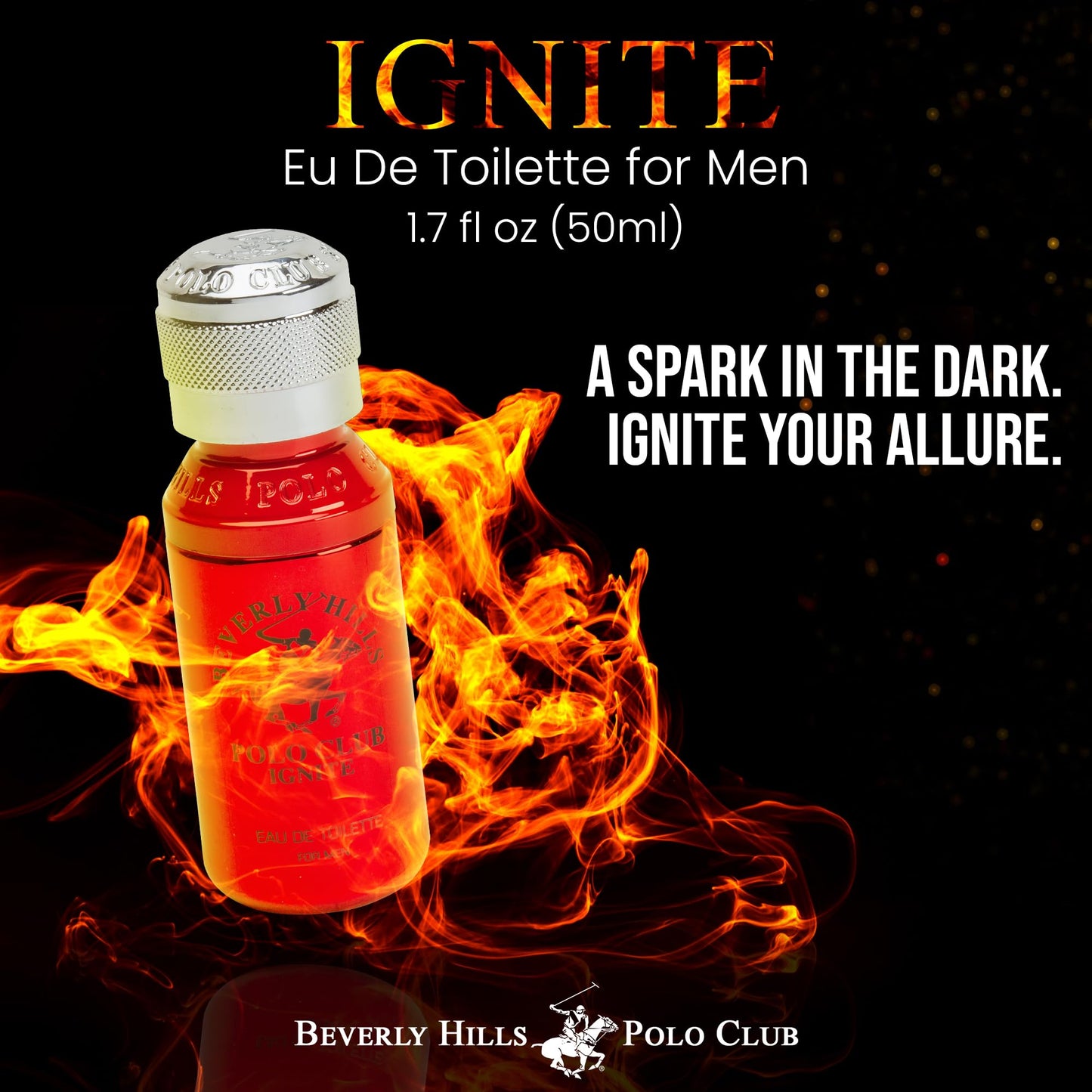 Beverly Hills Polo Club IGNITE Eau De Toilette for Men - Captivating Spicy Woody Fresh Scent Spray, 1.7 fl oz (50ml) Travel Size Beauty & Personal Care Beverly Hills Polo Club