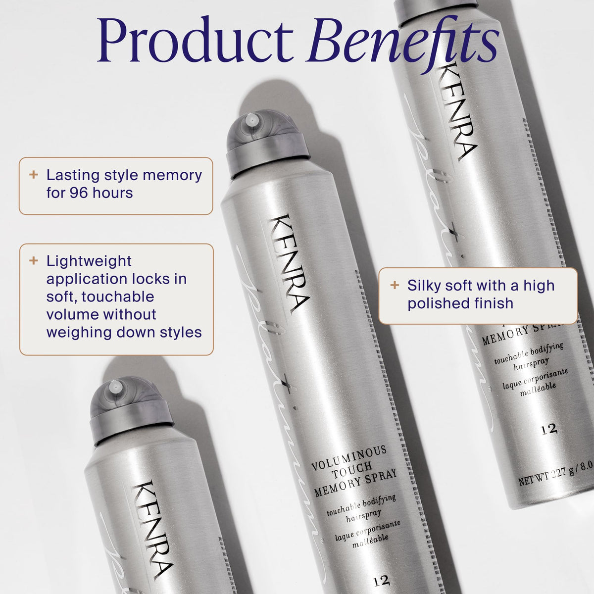 Kenra Professional Platinum Voluminous Touch Memory Spray 12 | Bodifying, Fullness Hairspray | Lasting Sytle Memory for 96 Hours | Soft, Touchable