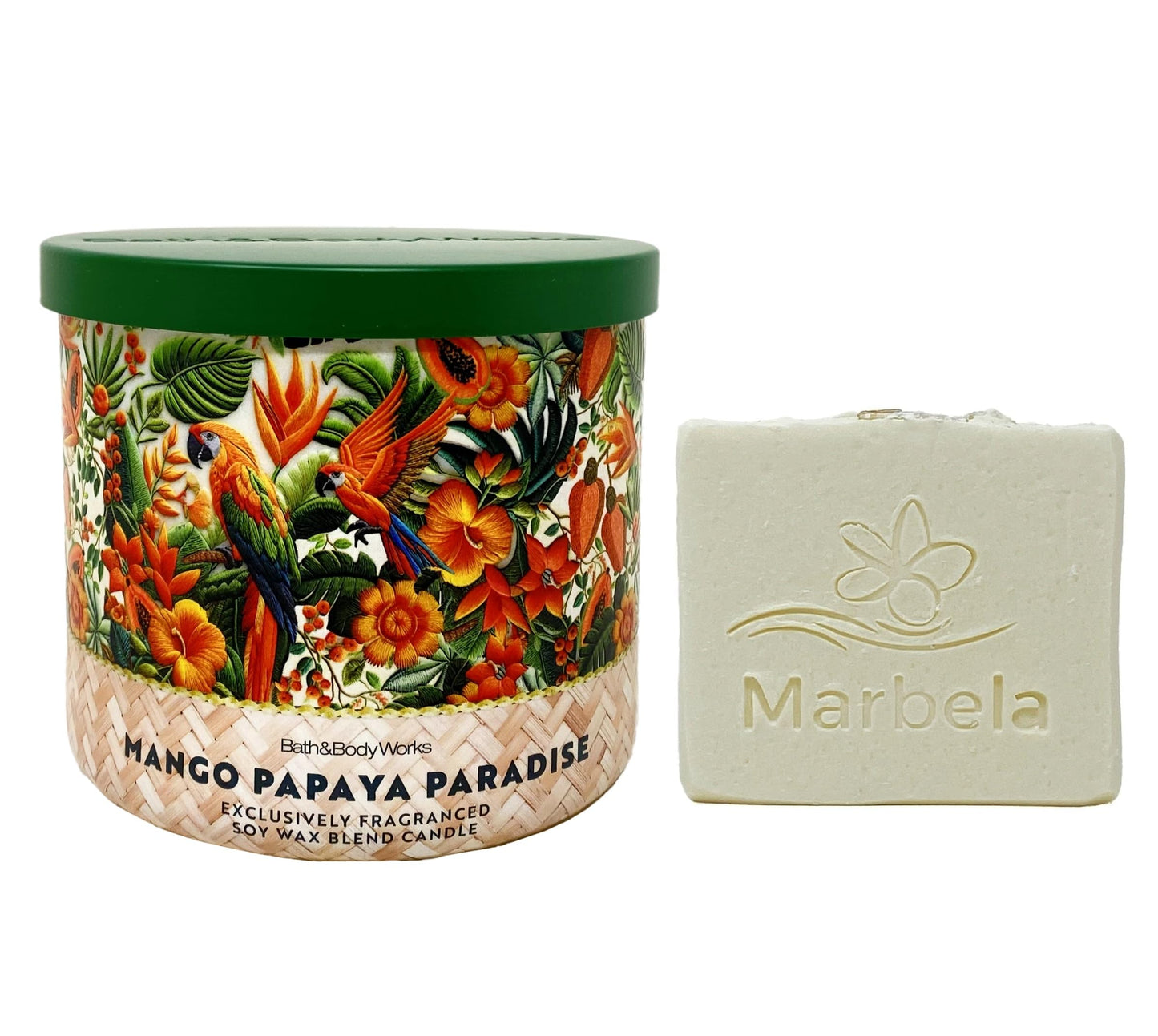Bath & Body Works Mango Papaya Paradise 3-Wick Scented Candle with a Natural Oats Bar Soap Beauty & Personal Care Bath & Body Works