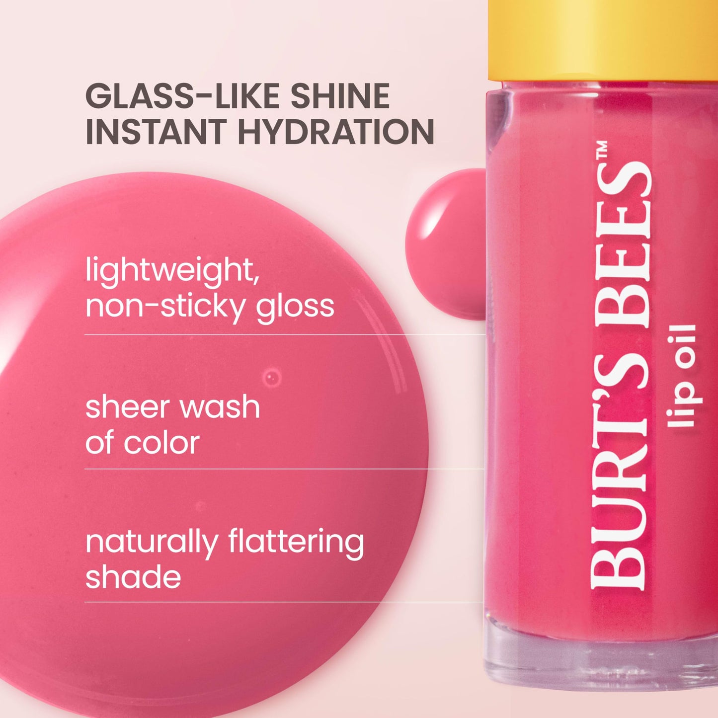 Burt's Bees Lip Oil Pink Sky, Instant Hydration, Nourishes and Softens Lips, Sheer Wash of Color, High Shine Finish, Responsibly Sourced Jojoba Oil Beauty and Personal Care Burt's Bees