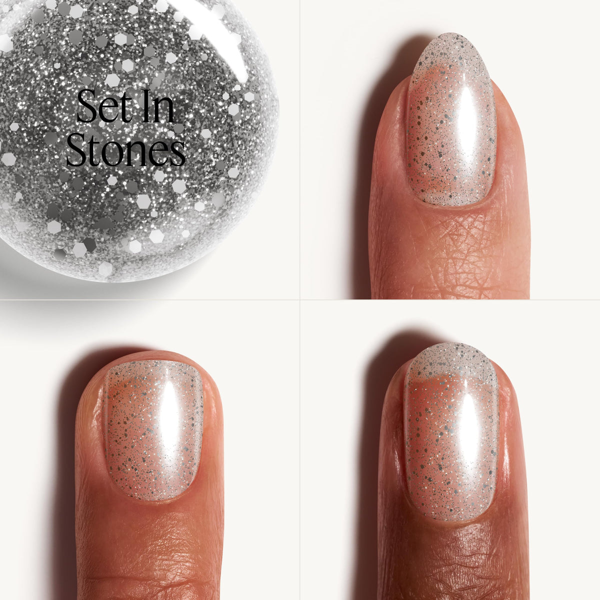 essie Salon-Quality Nail Polish, Vegan, Silver Glitter, Set In Stones, 0.46 fl oz