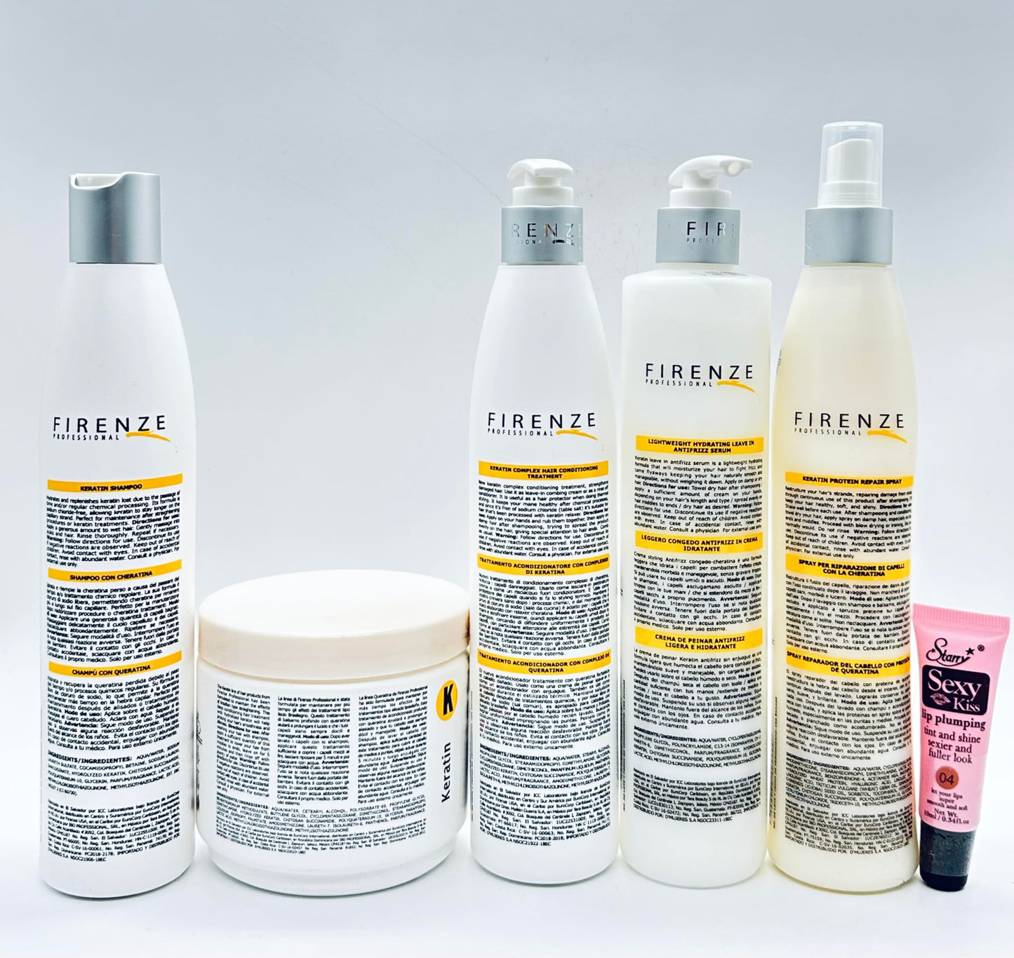Firenze Professional Keratin Kit: Shampoo 10.1fl oz, Mask 13.5 Fl oz, Intense Conditioning complex 10.1 Fl oz, Anti-Frizz Serum 10.14 fl oz & Protein Beauty & Personal Care Firenze Professional