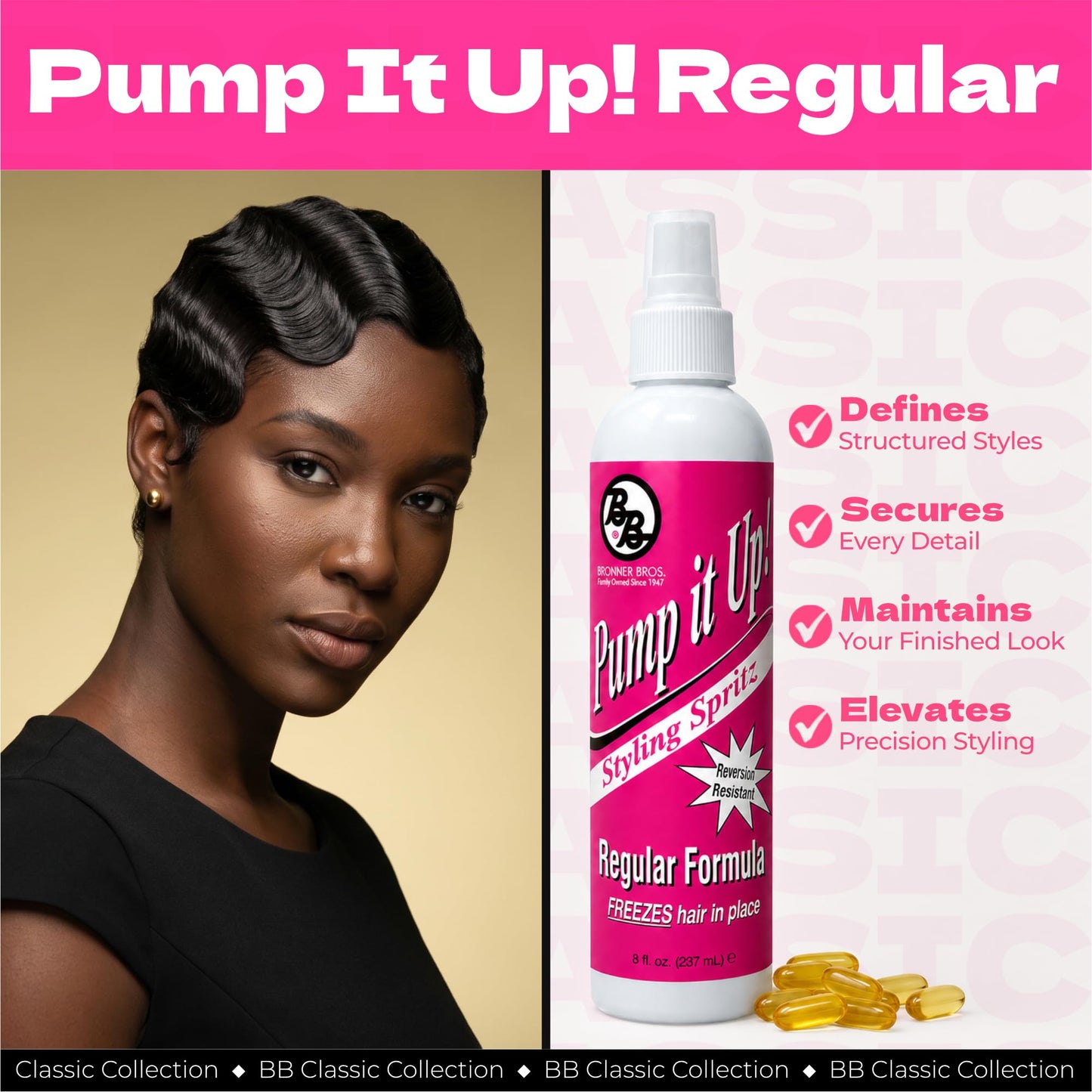 Bronner Bros Pump It Up! Styling Spritz Regular - Fast-Drying Hair Spray with Silk Amino Acids & Vitamin B5 to Enrich & Protect - No Build-Up Beauty & Personal Care Bronner Bros
