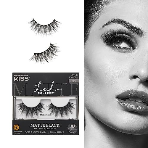 KISS Lash Couture 3D Matte False Eyelashes, 'Matte Satin', 16 mm, Includes 1 Pair Of Lash, Contact Lens Friendly, Easy to Apply, Reusable Strip Lashes Beauty & Personal Care KISS