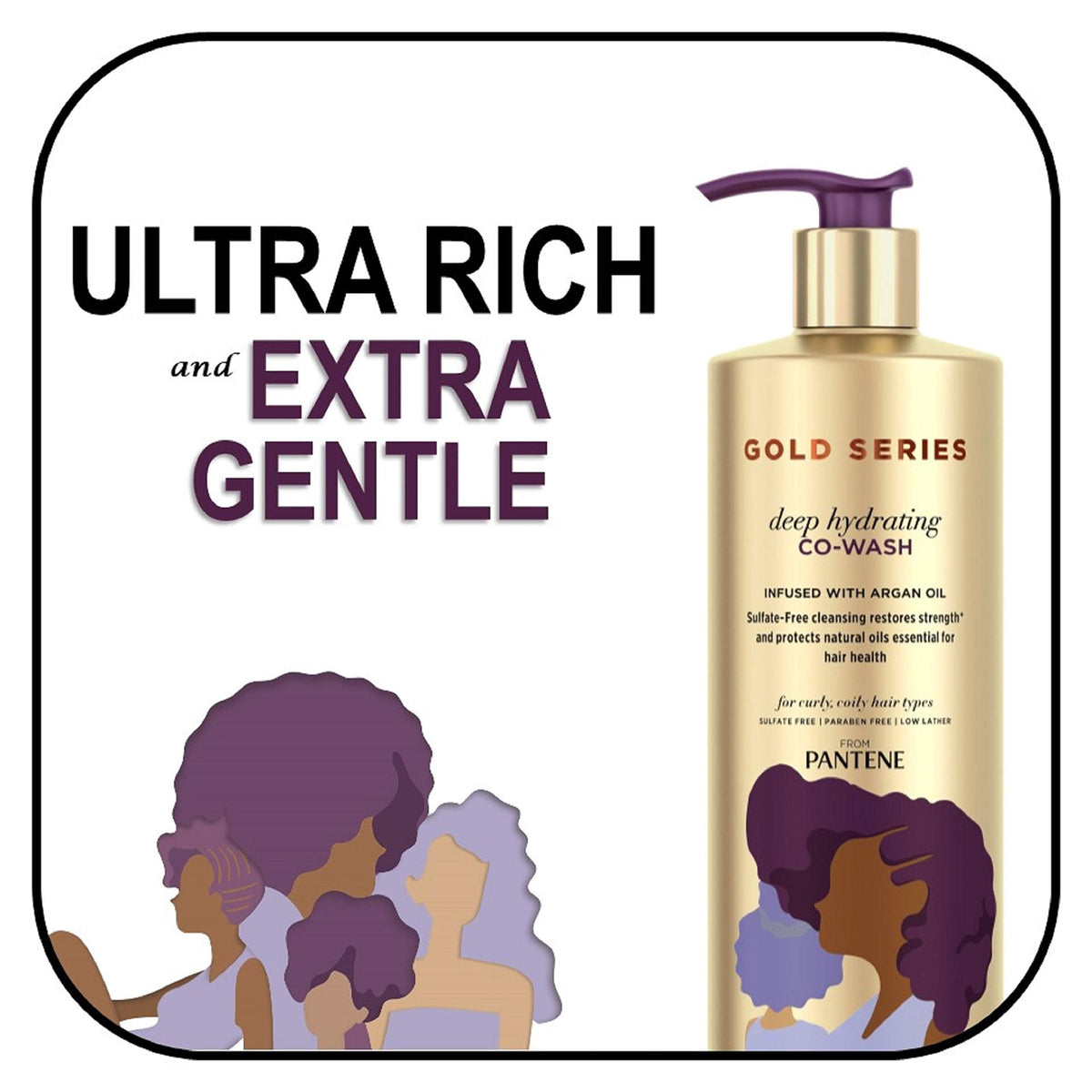 Pantene Gold Series from Sulfate Free Deep Hydrating with Argan Oil for Curly Coily Hair, Co-Wash, 15.2 Fl Oz (Packaging May Vary) Beauty & Personal Care Pantene