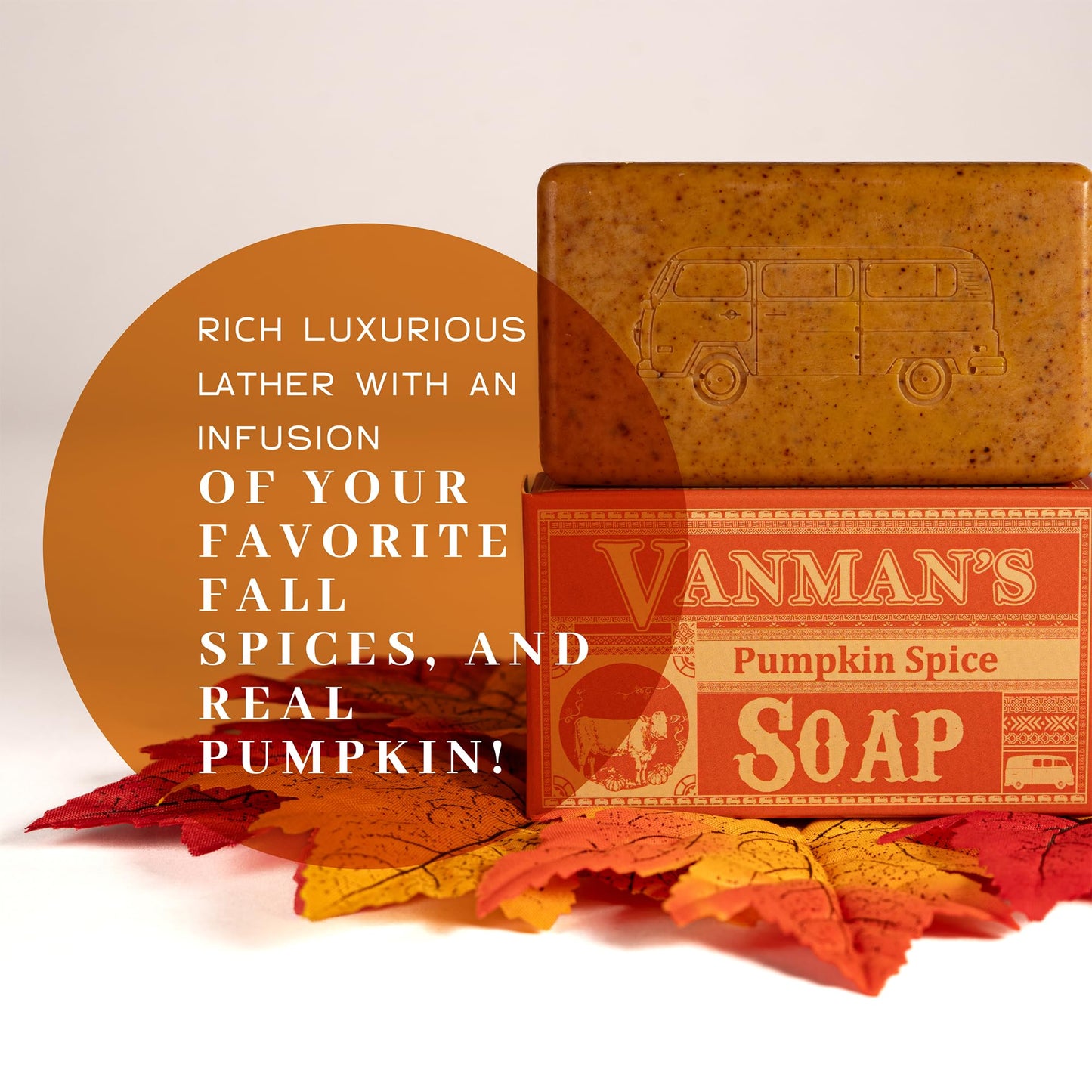 VanMan Pumpkin Spice Body Soap - Grass Fed Finished Suet Beef Tallow & Pumpkin Puree - Nourishing, Hydrating & Moisturizing Natural Bar Soap Beauty & Personal Care The VanMan Company